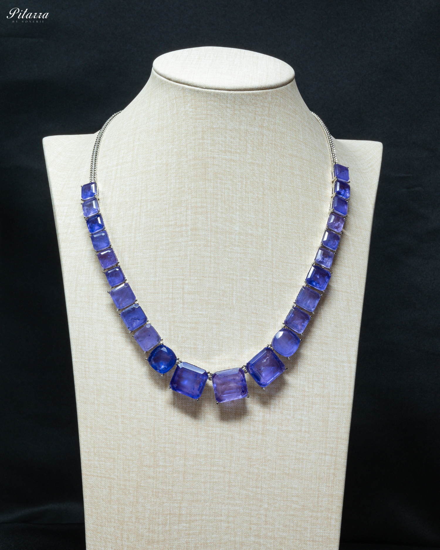 Blue Square Doublet Necklace Set