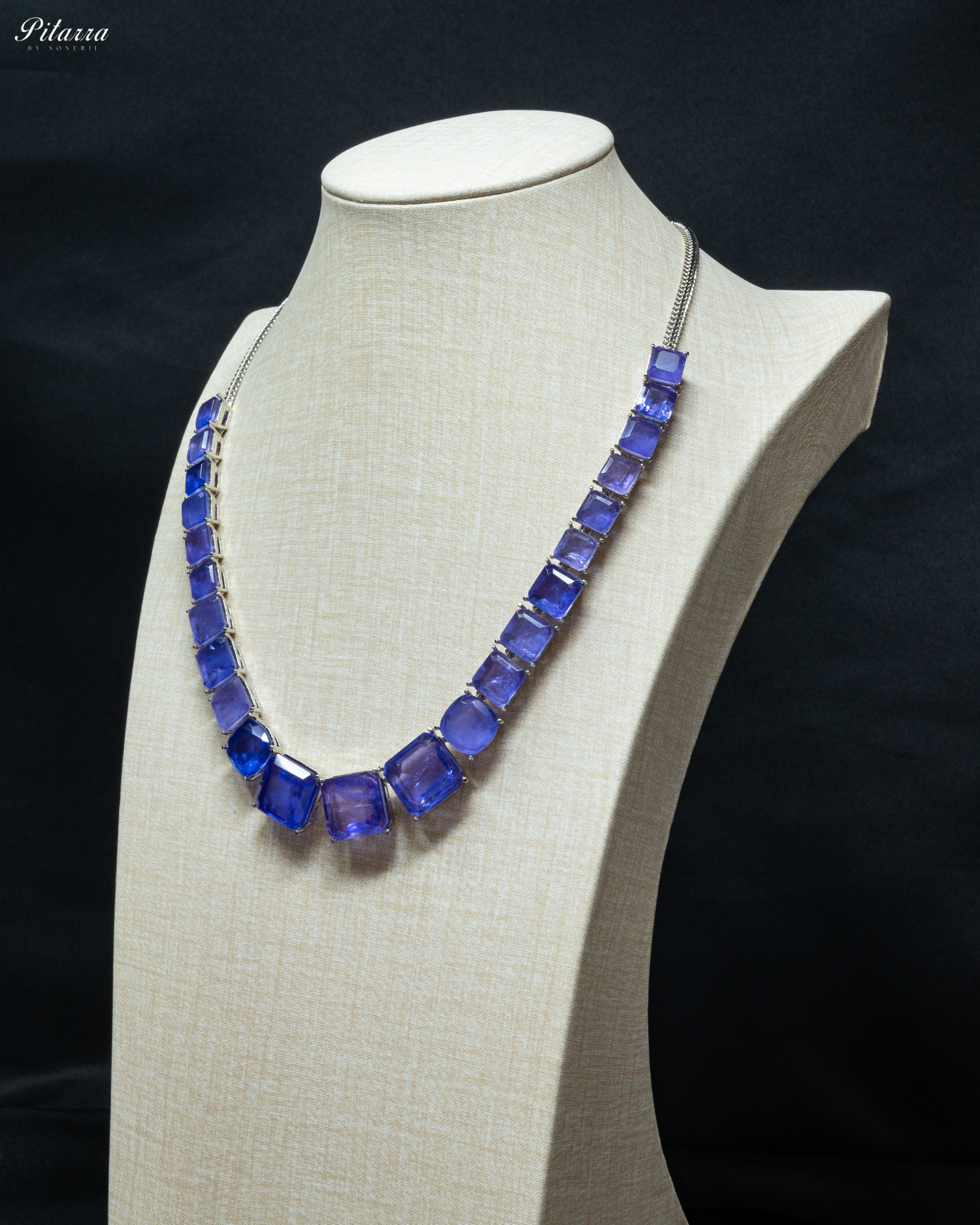 Blue Square Doublet Necklace Set