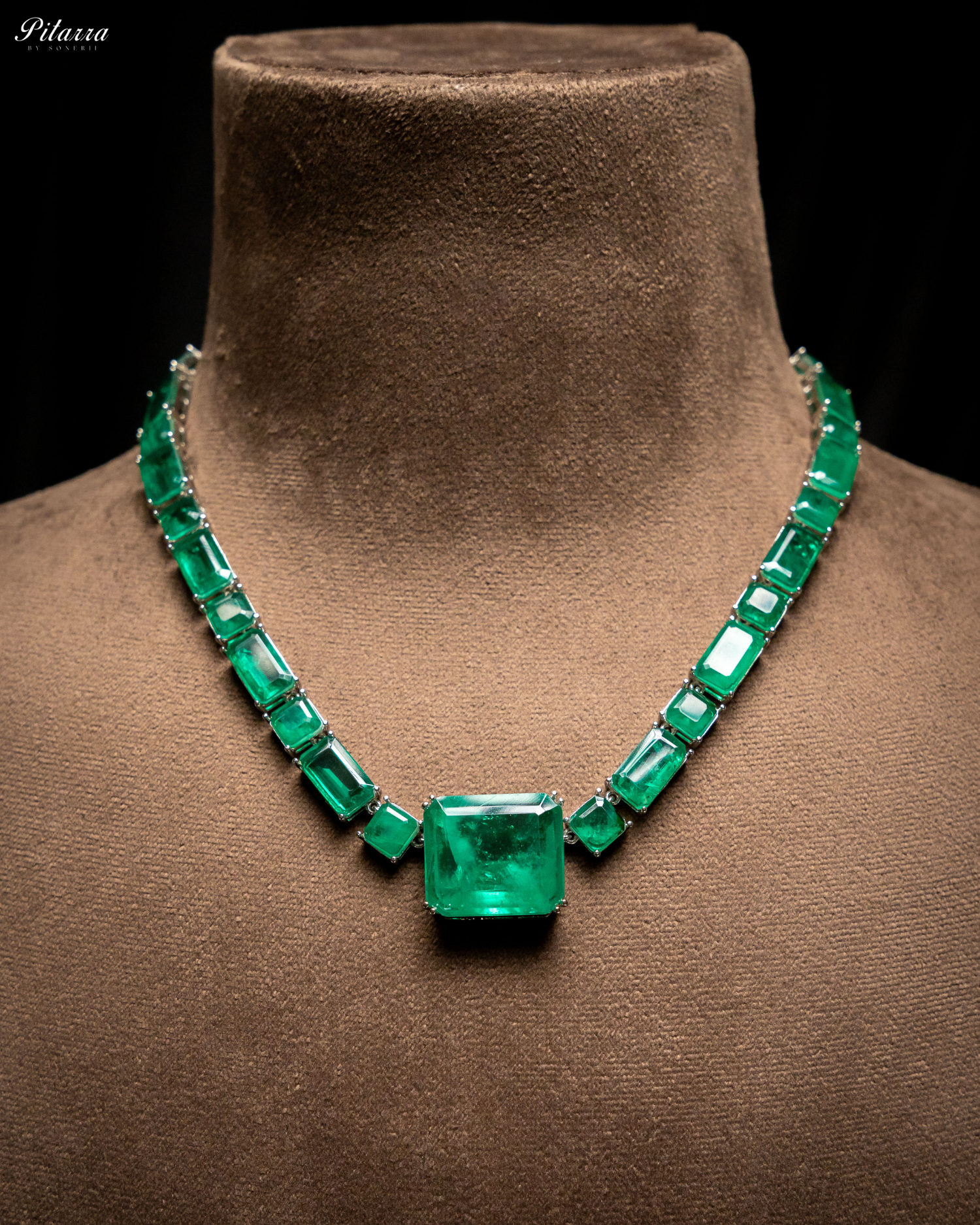 Classic Square Emerald Green CZ Necklace Set