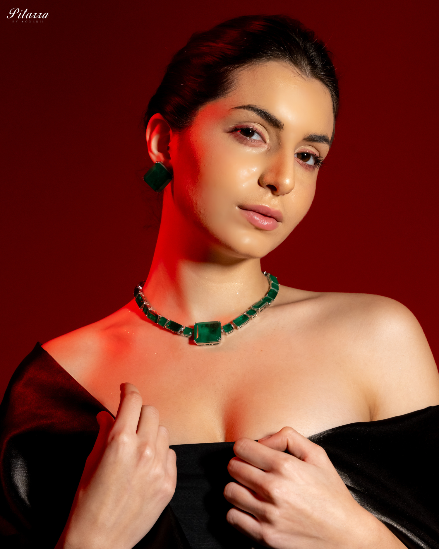 Classic Square Emerald Green CZ Necklace Set