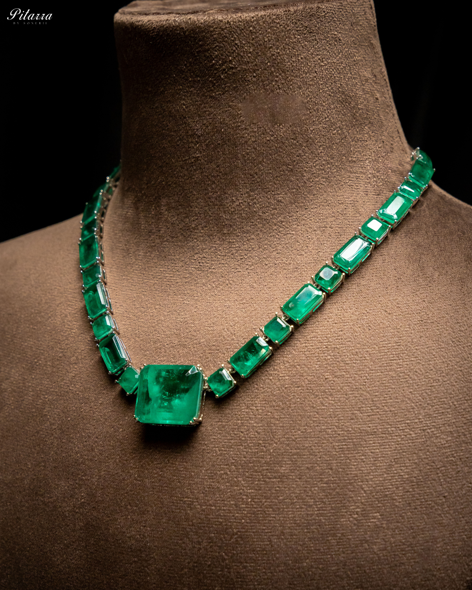 Classic Square Emerald Green CZ Necklace Set