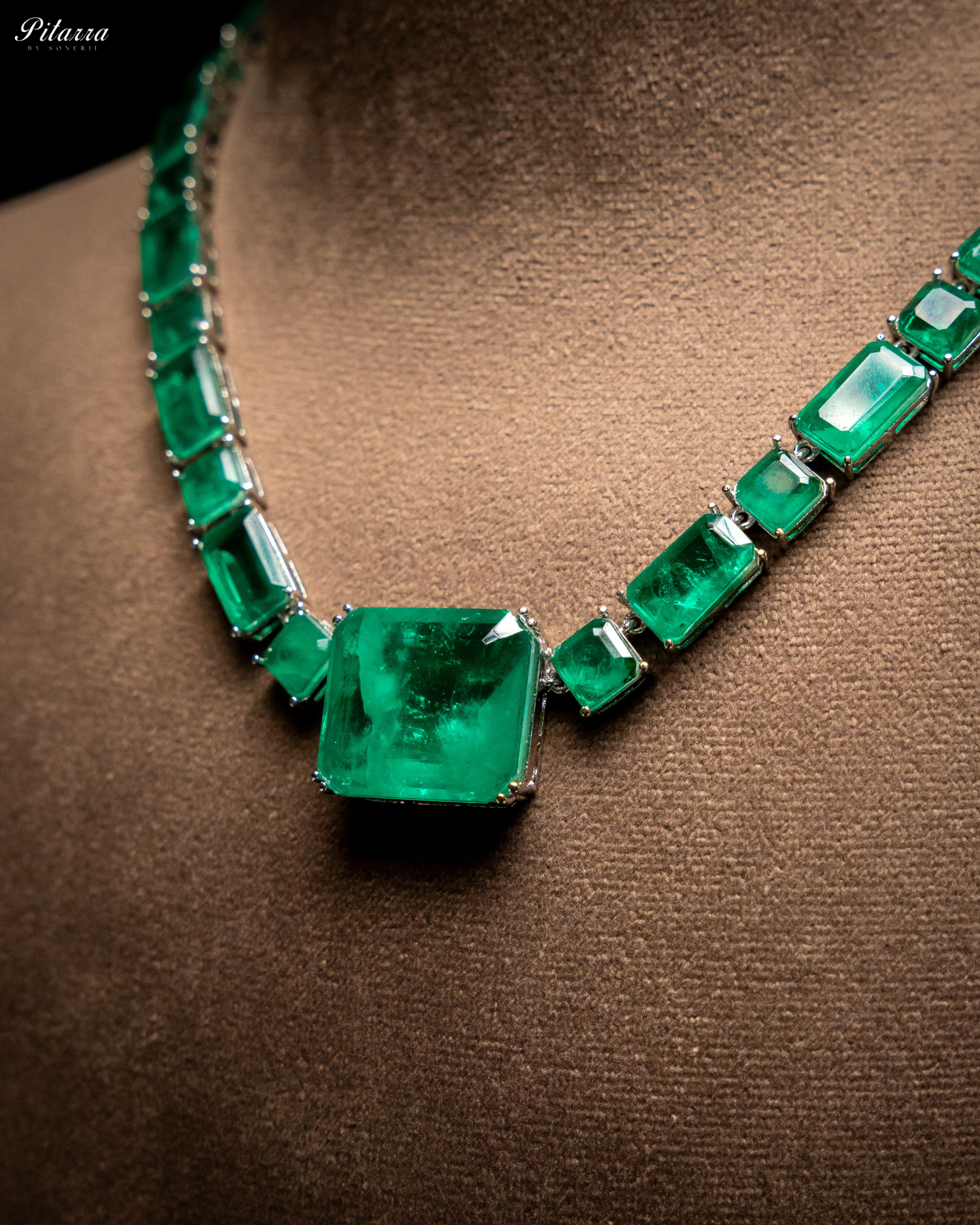 Classic Square Emerald Green CZ Necklace Set