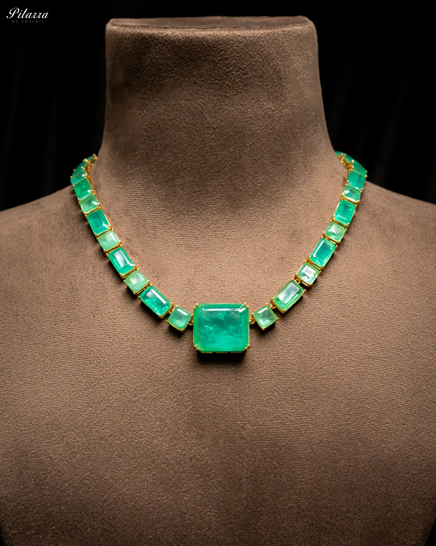 Classic Square Green CZ Necklace Set