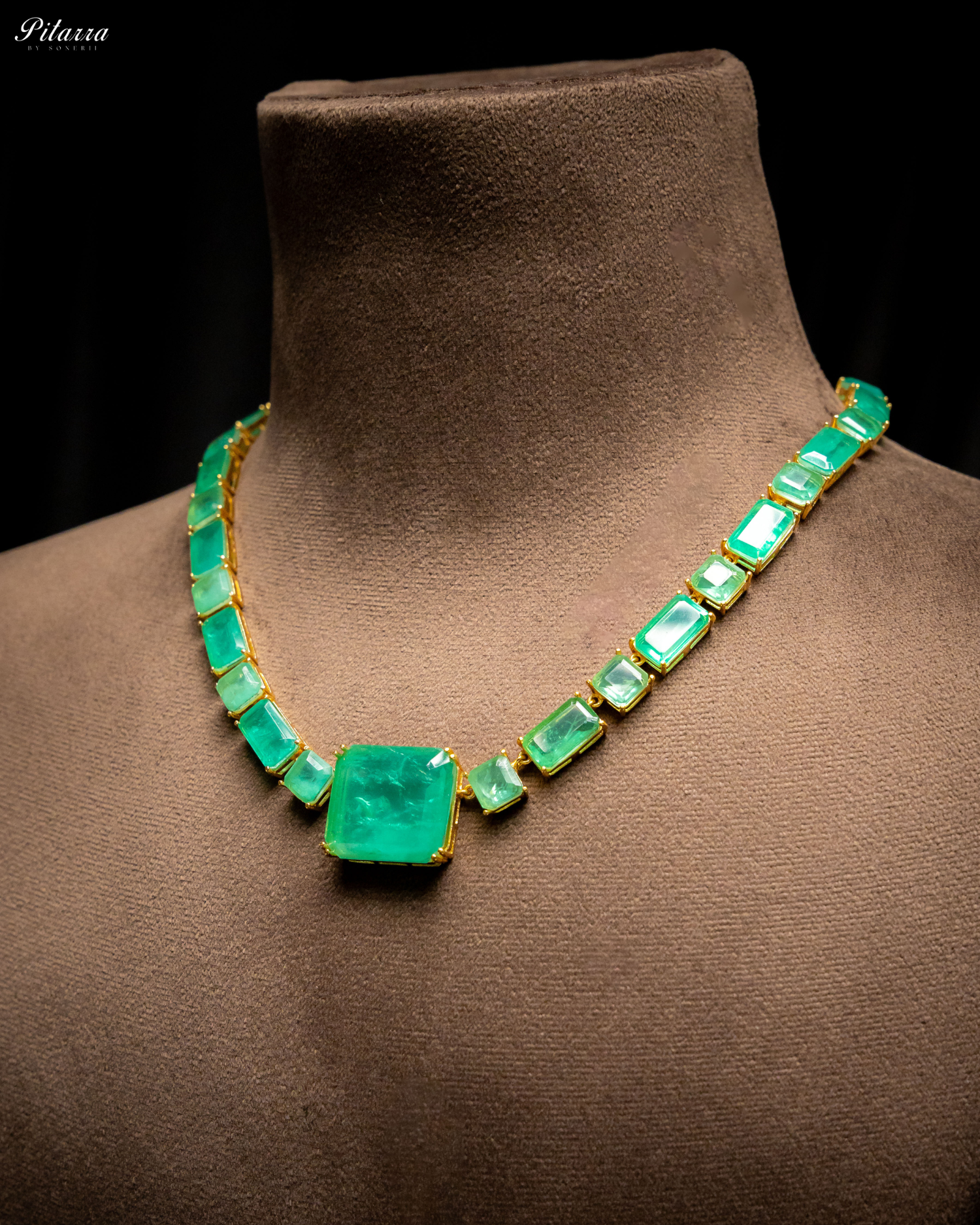 Classic Square Green CZ Necklace Set