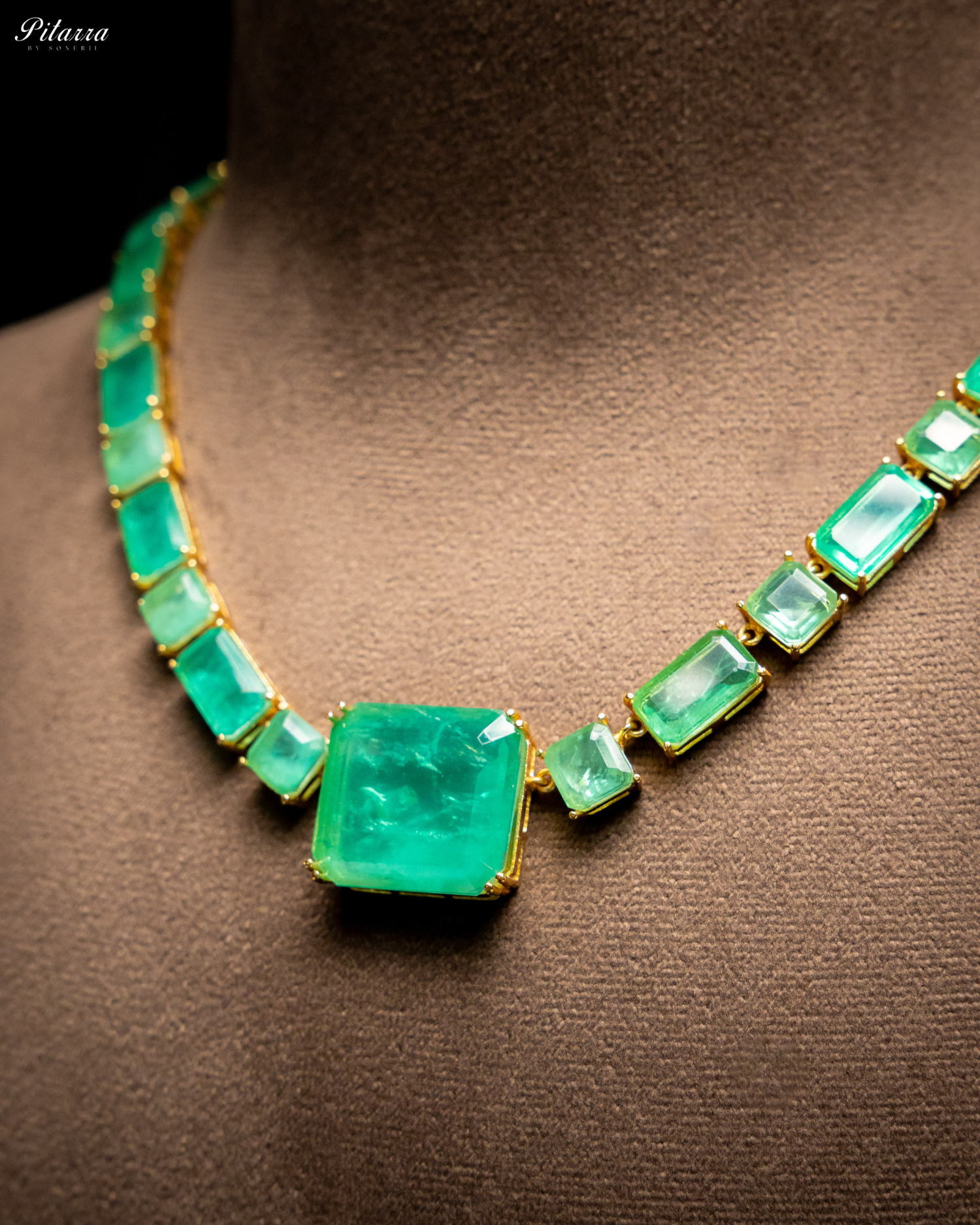 Classic Square Green CZ Necklace Set