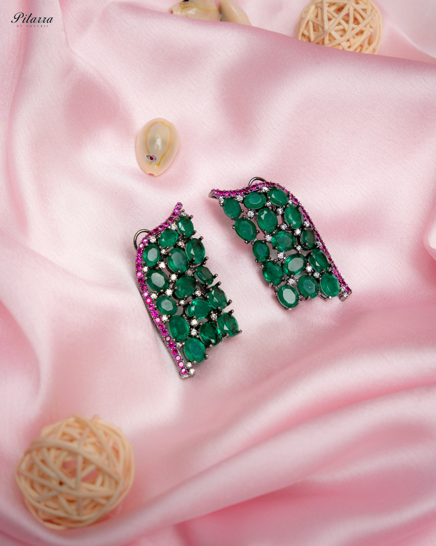 Dark Green Crystal CZ Stud Earrings