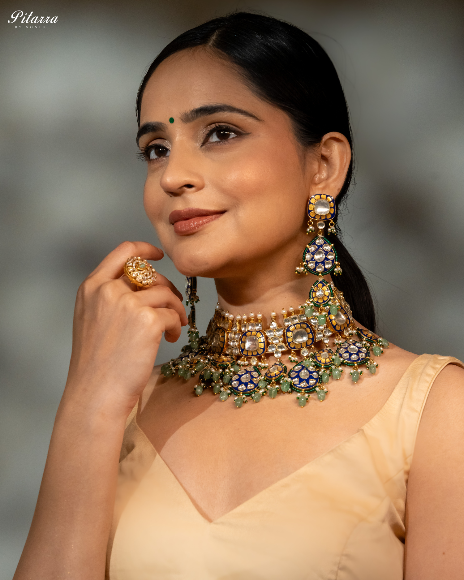 Elegant Gold Kundan Jadau Necklace Set