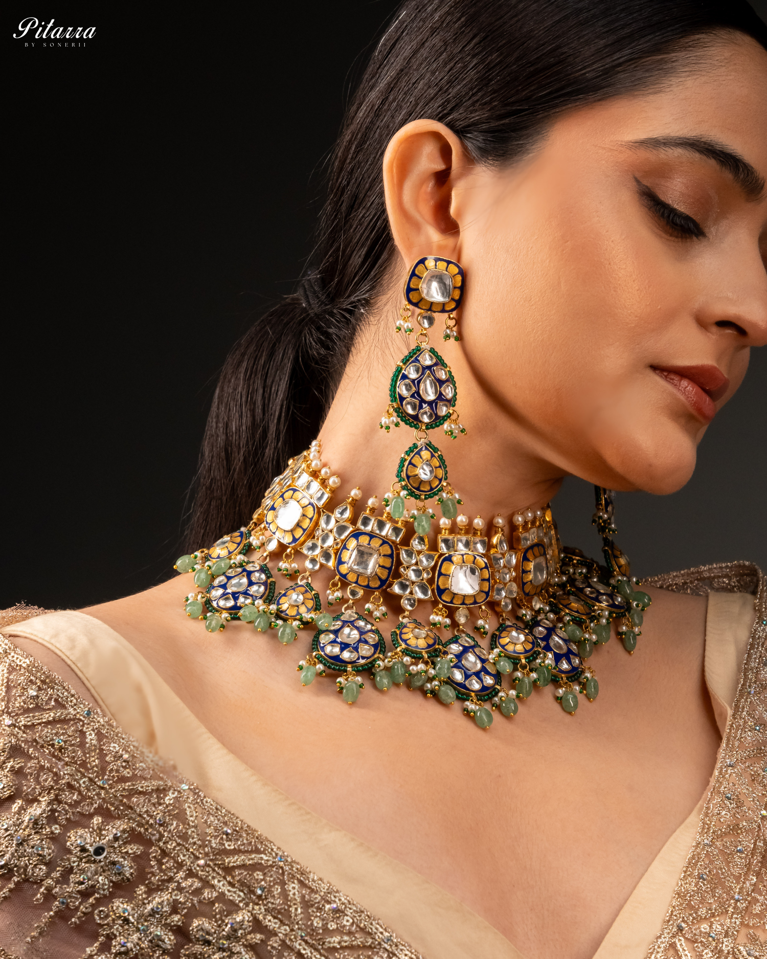 Elegant Gold Kundan Jadau Necklace Set