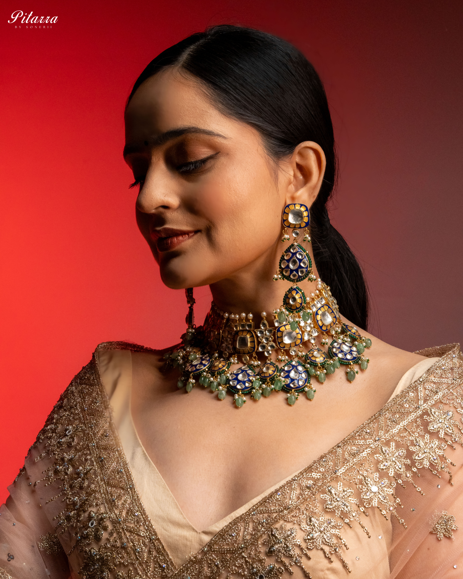 Elegant Gold Kundan Jadau Necklace Set