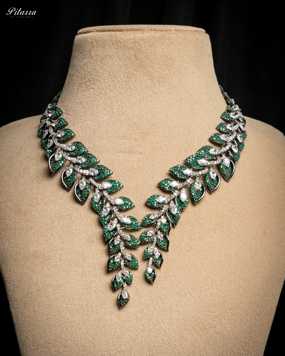 Emerald Green Stone Cubic Zirconia Necklace Set