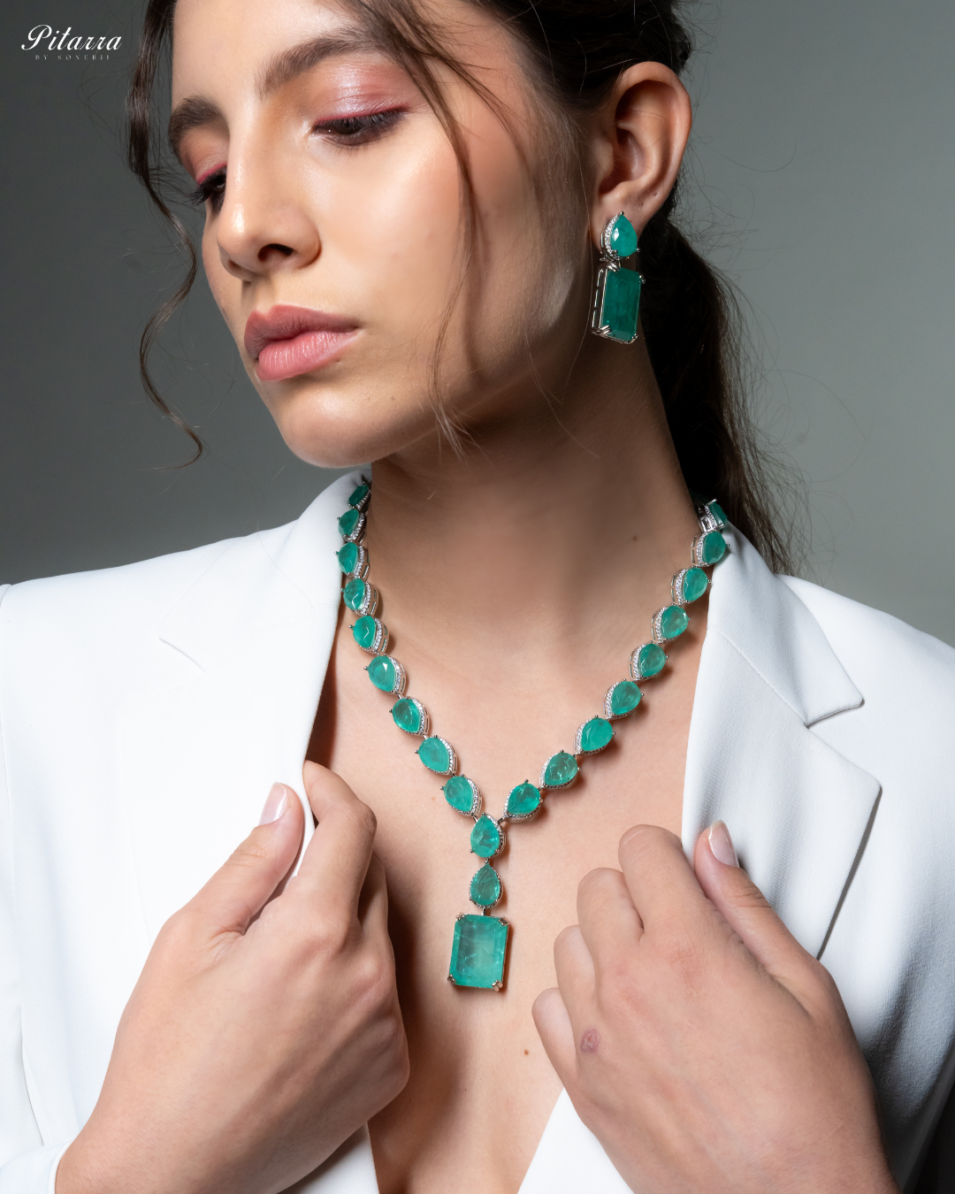 Sea Green Zirconia Necklace Set