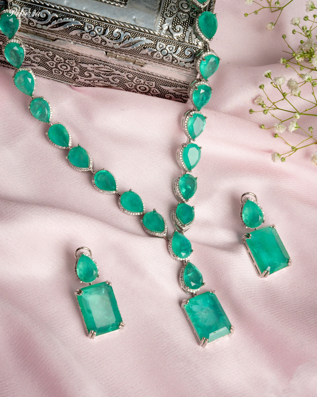 Emerald Green Zirconia Necklace Set