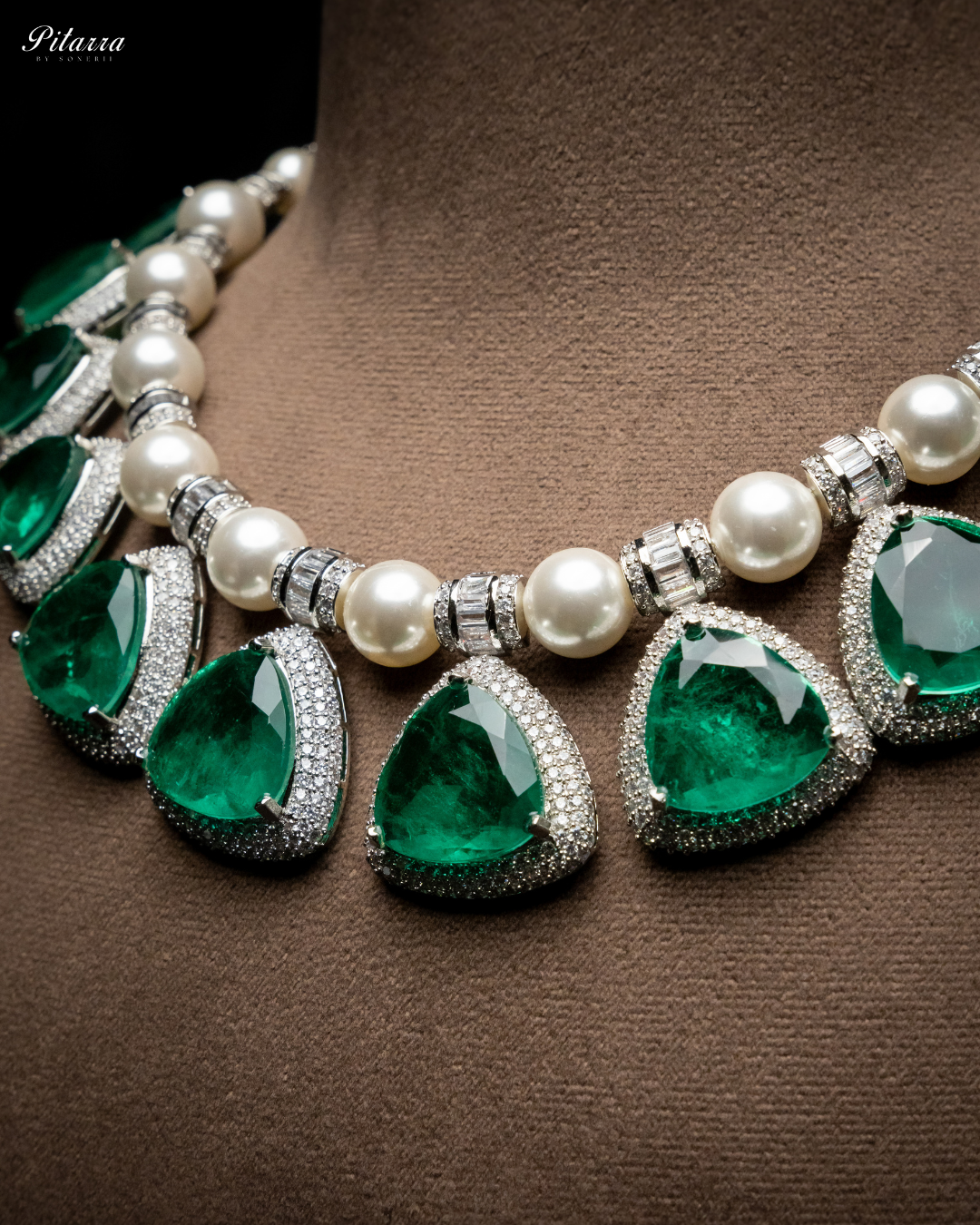 Emerald Pearl Luxury Designer Necklace