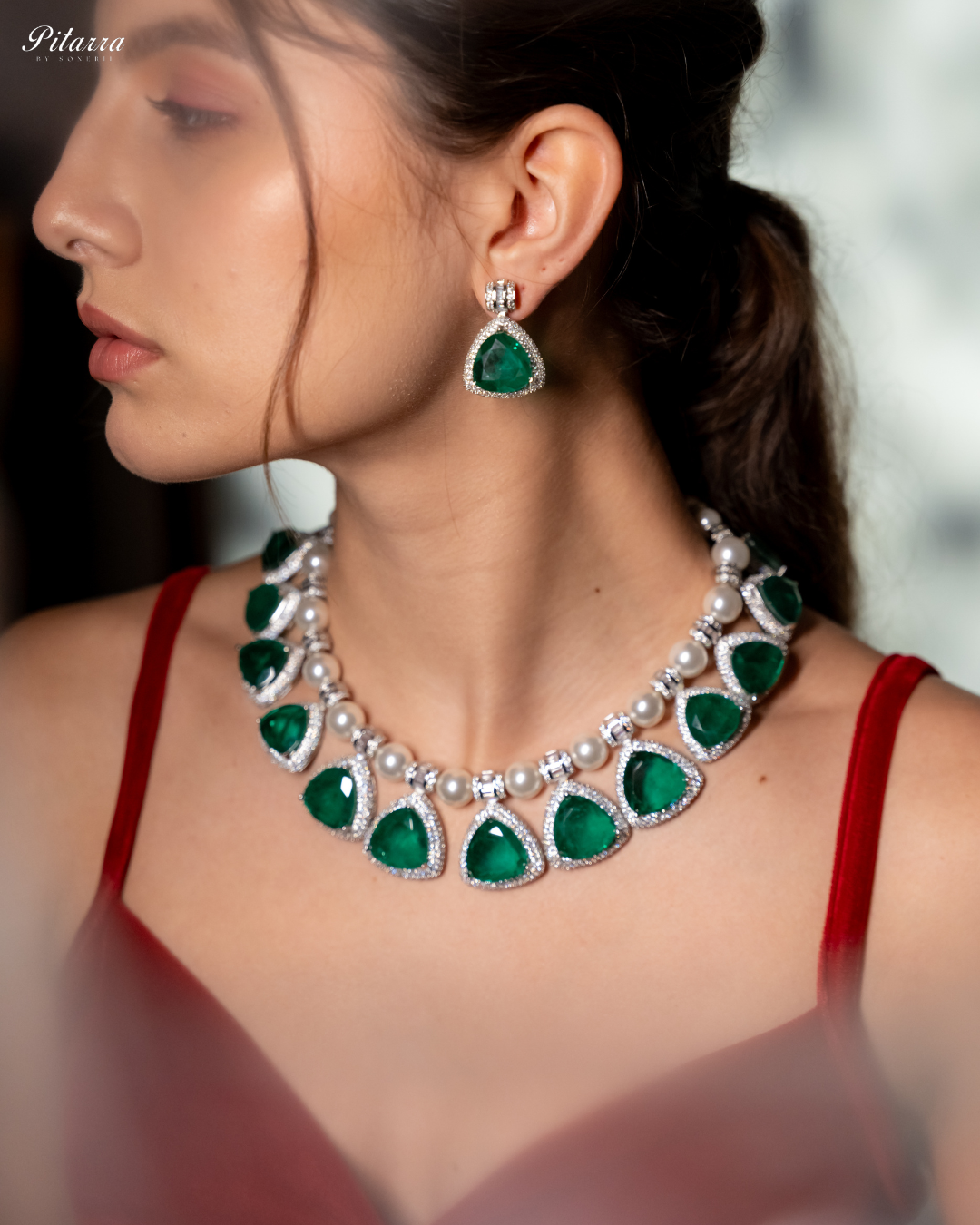 Emerald Pearl Luxury Designer Necklace