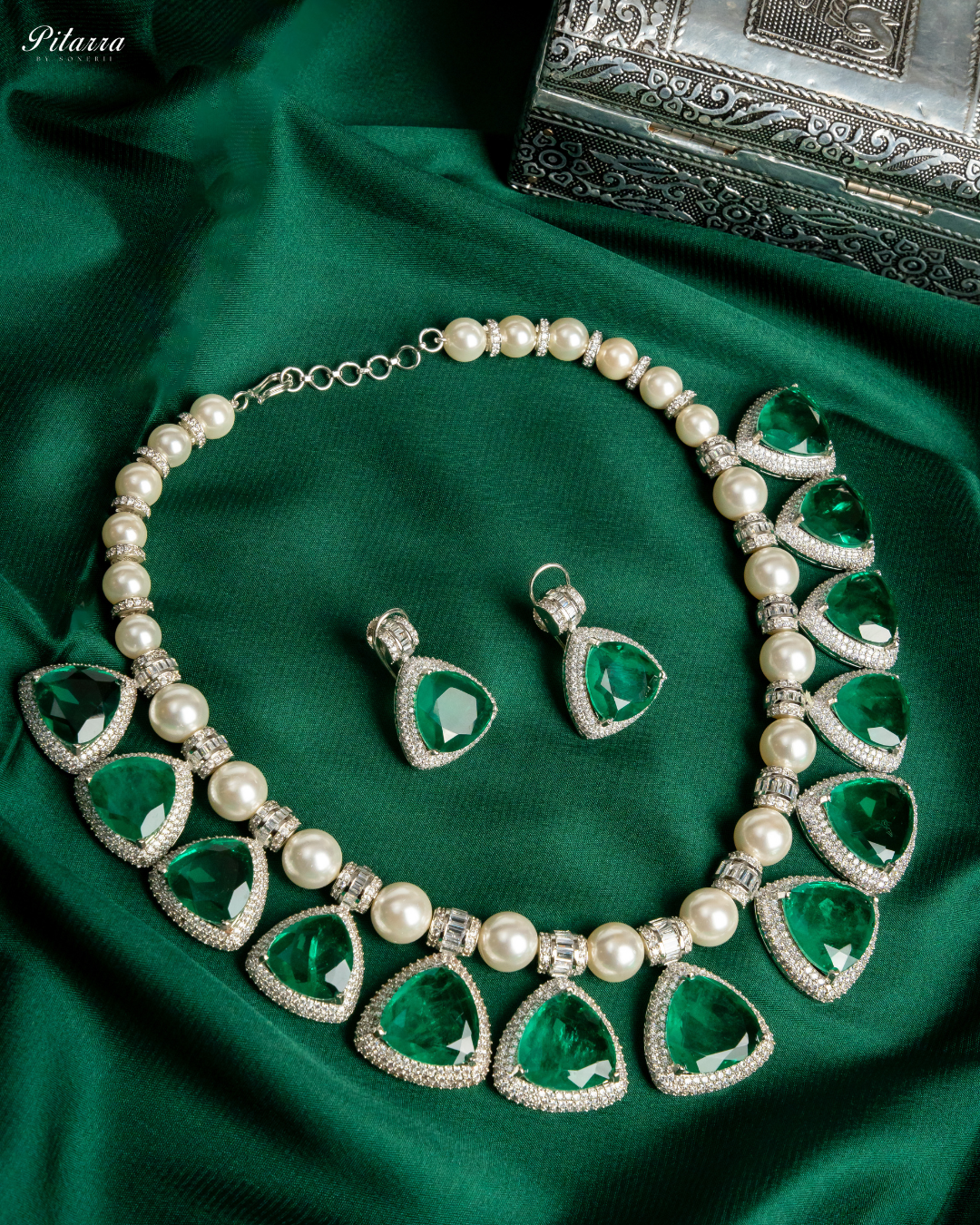 Emerald Pearl Luxury Designer Necklace