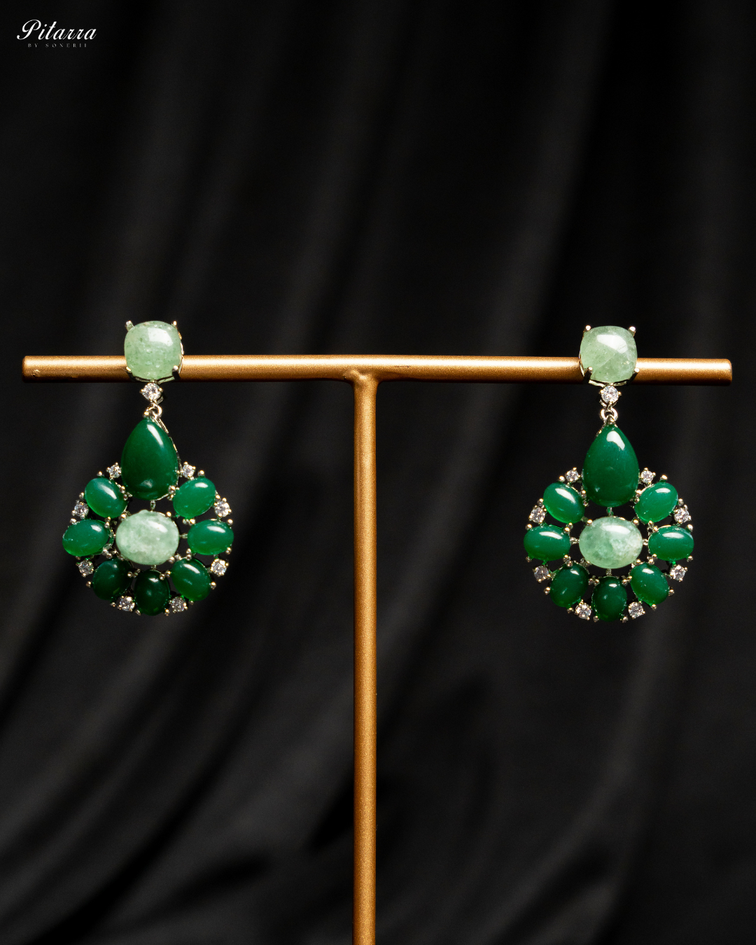 Floral Emerald CZ Earrings