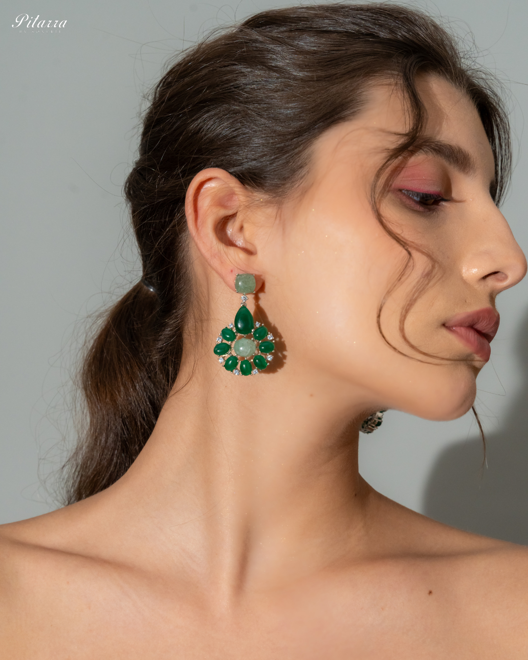 Floral Emerald CZ Earrings