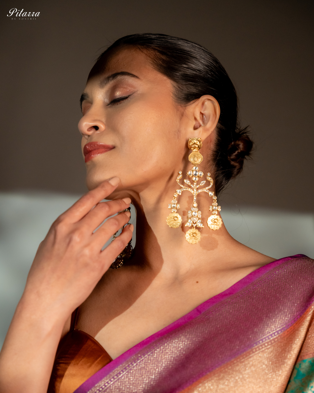 Gold Plated Kundan Meenakari Earrings