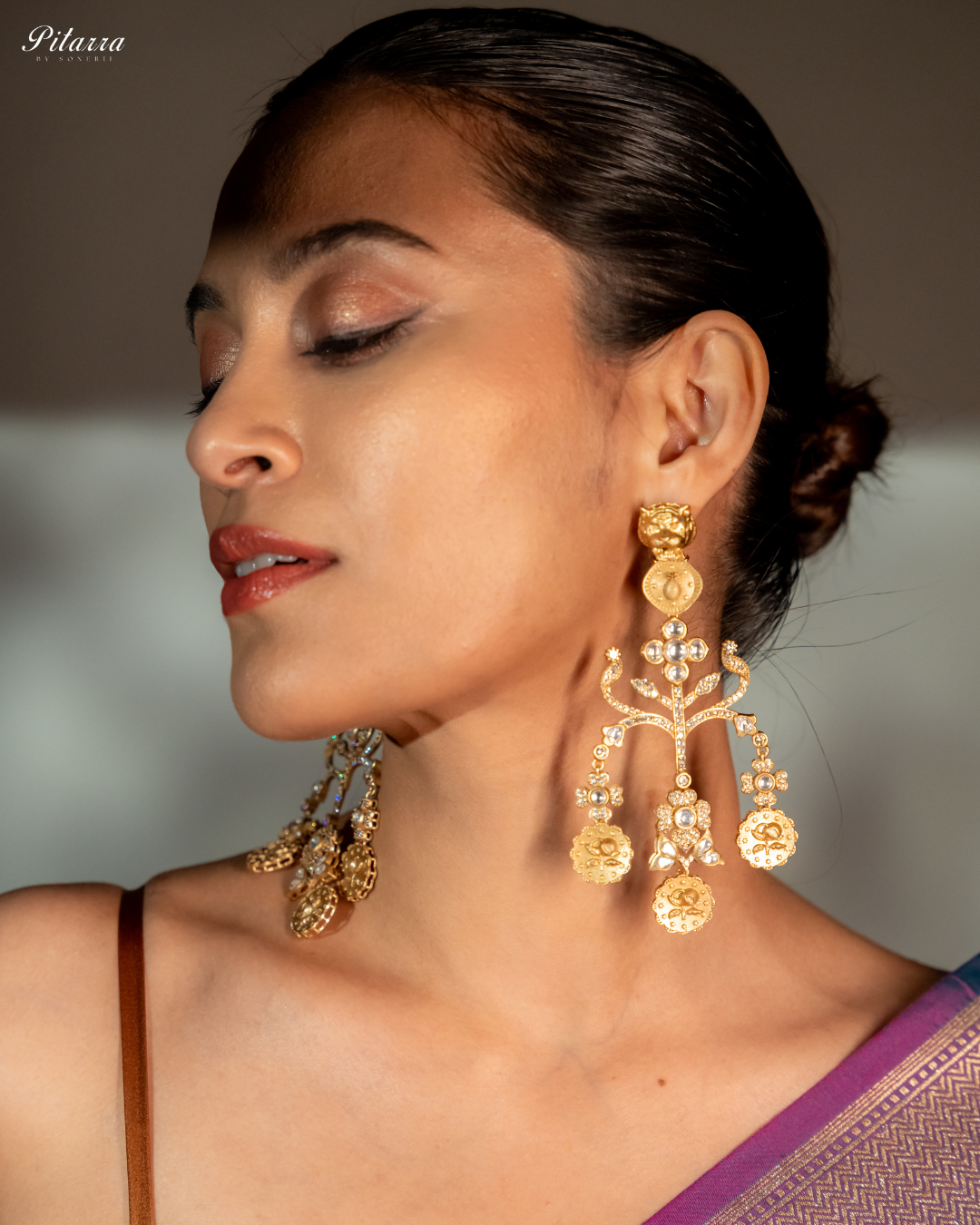 Gold Plated Kundan Meenakari Earrings