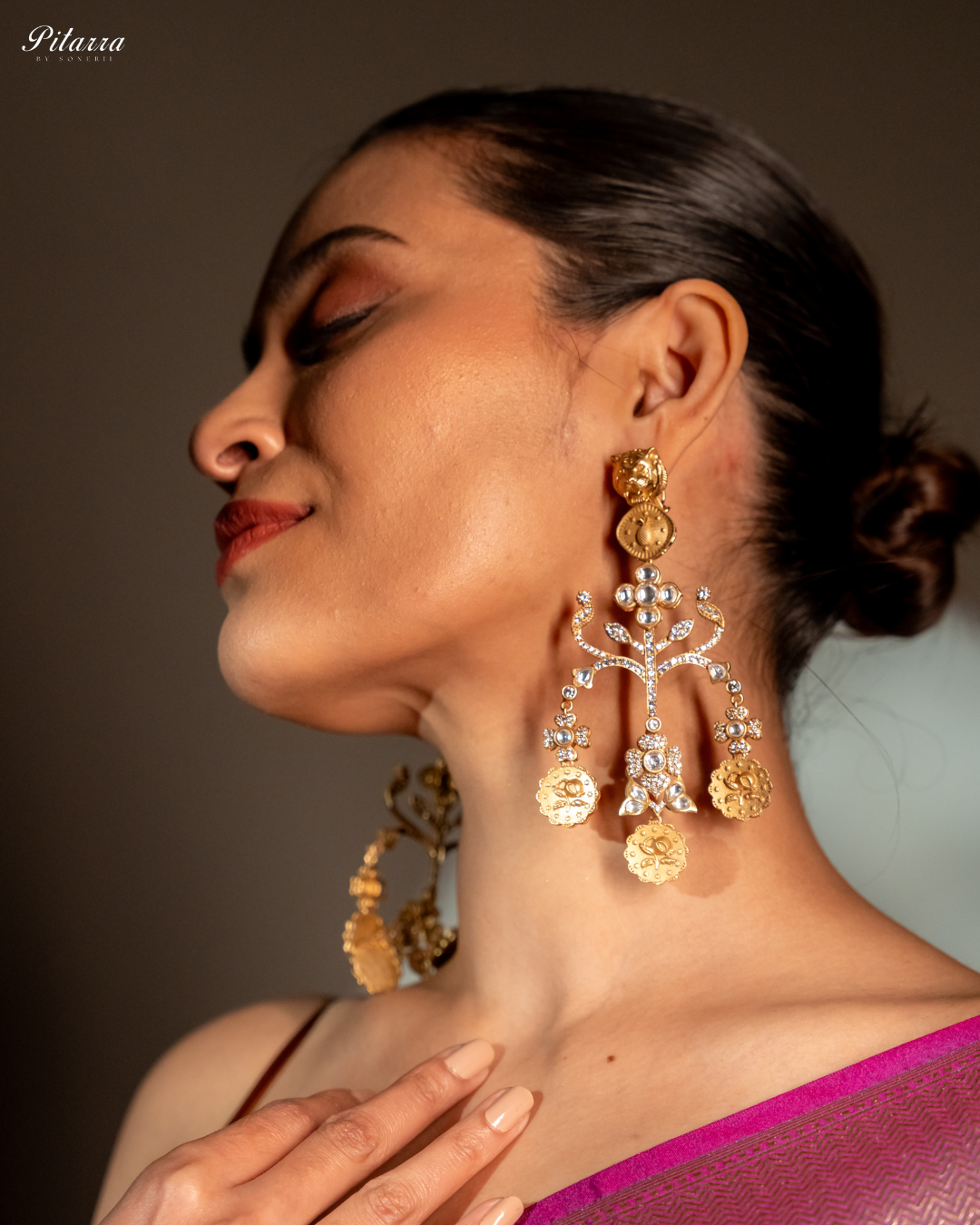 Gold Plated Kundan Meenakari Earrings