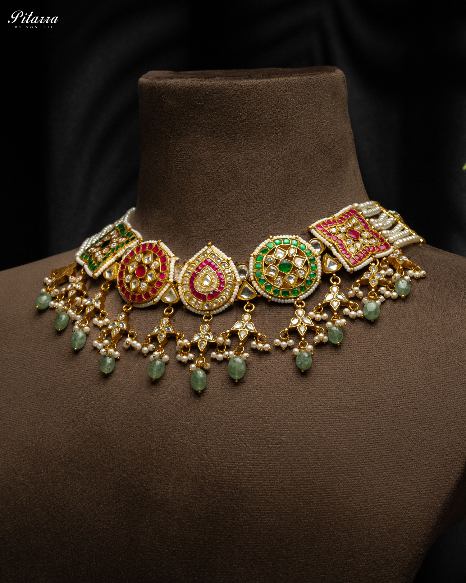 Gold Plated Pitarra Polki Kundan Choker Set