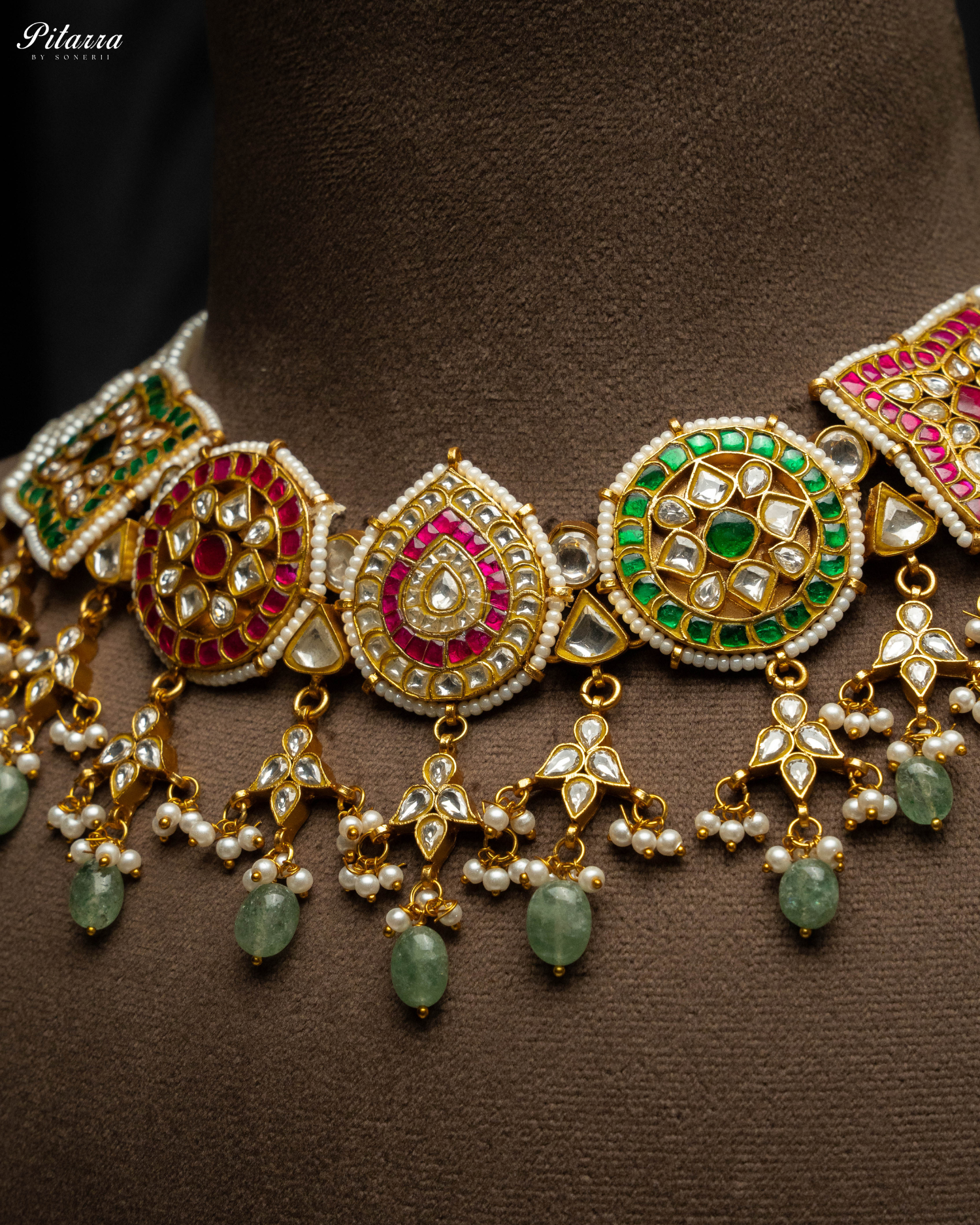 Gold Plated Pitarra Polki Kundan Choker Set