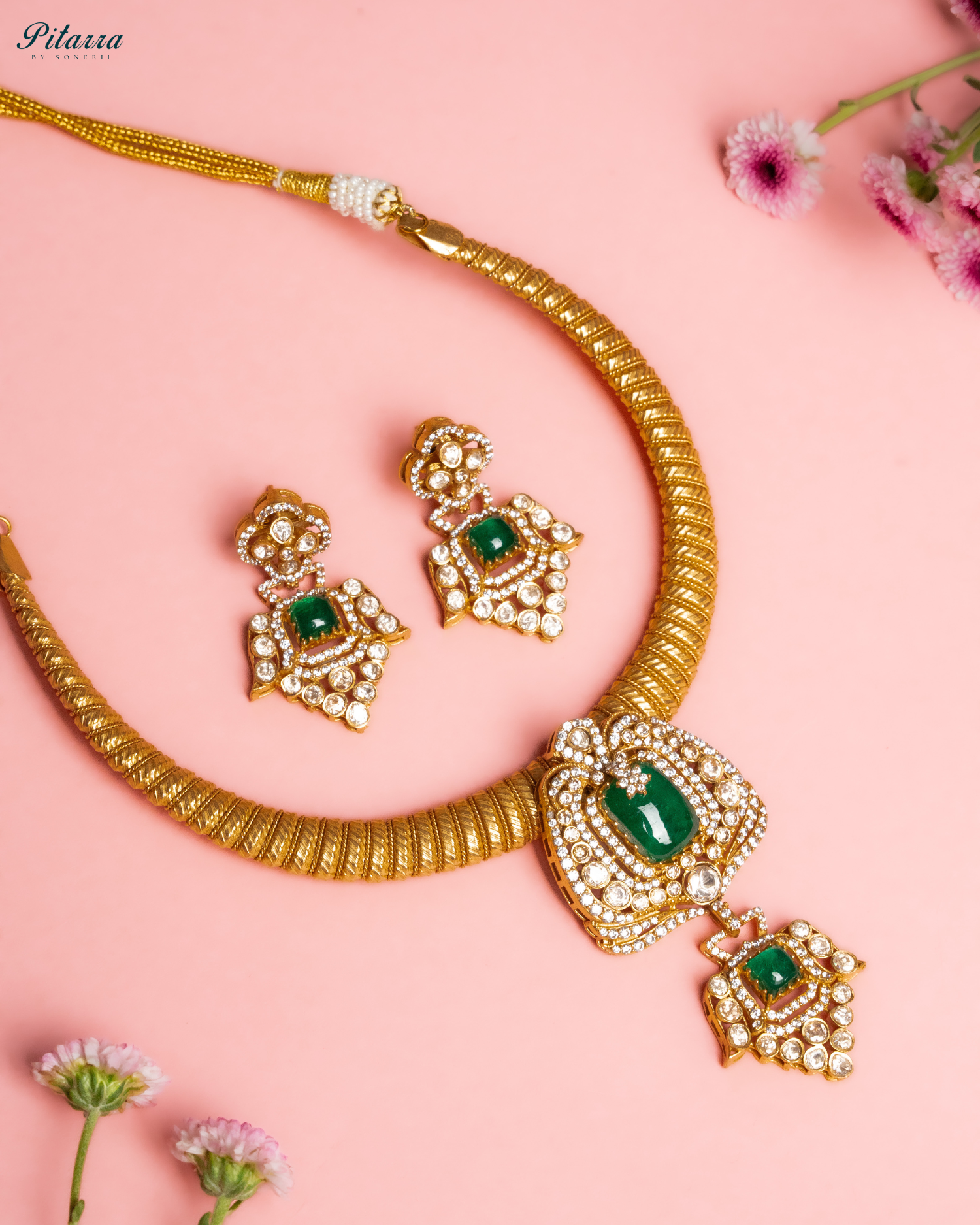 Gold Plated Polki Kundan Stones Necklace