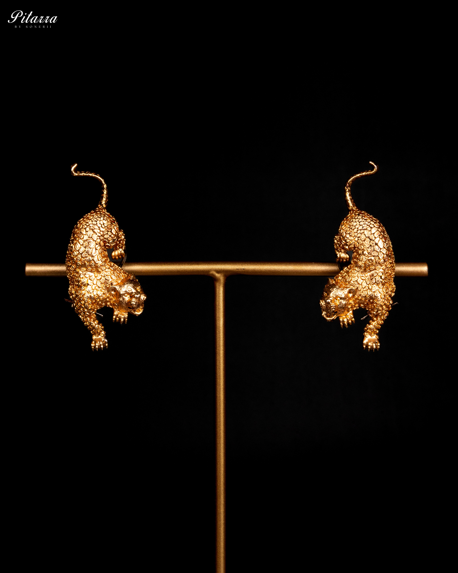 Golden Big Cat Earring Set