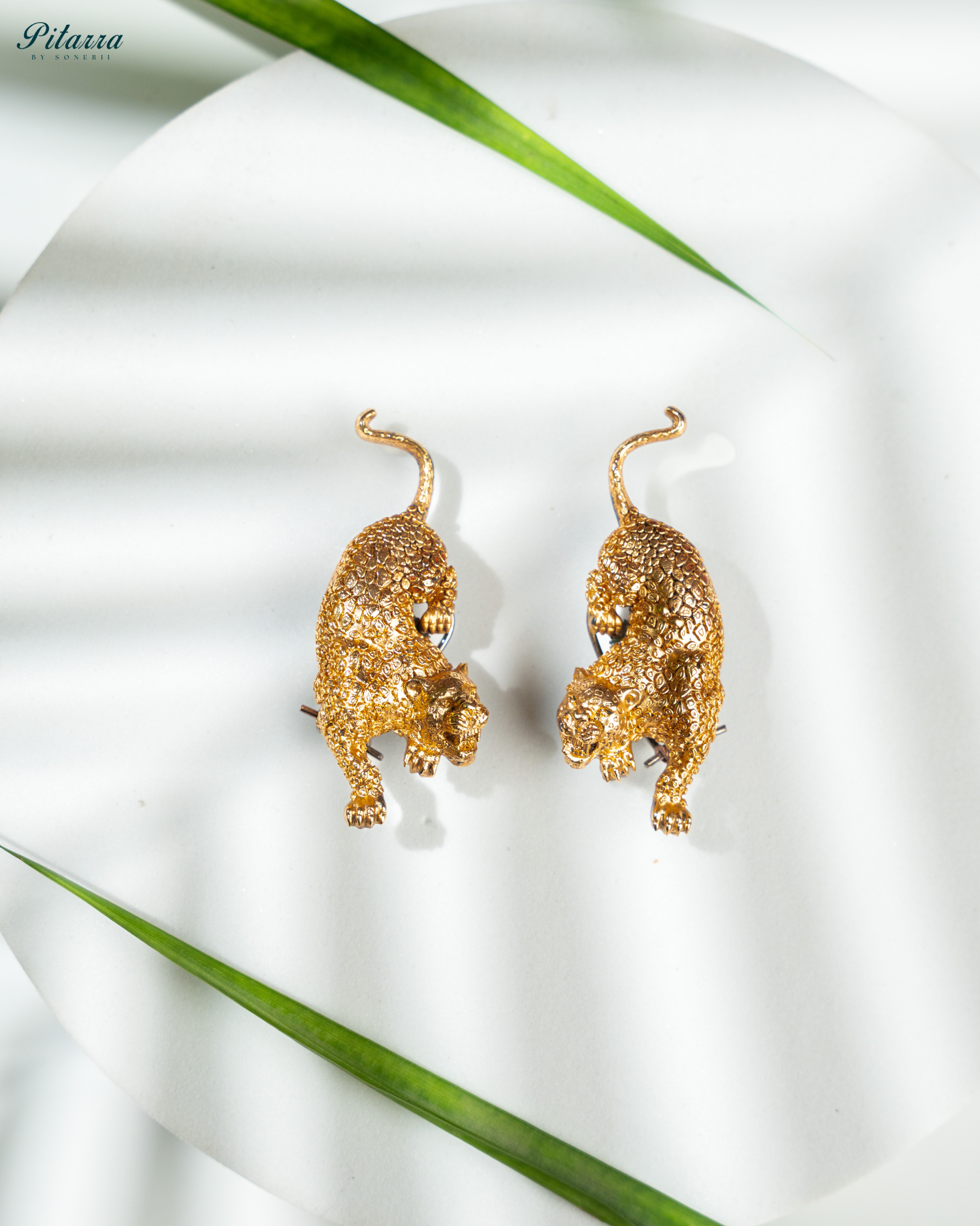 Golden Big Cat Earring Set