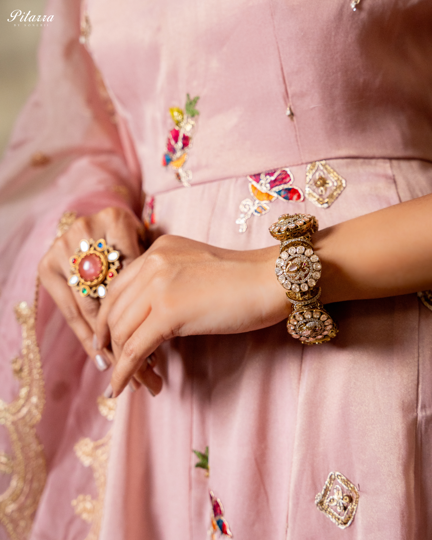 Golden Traditional Kundan Jadau Bangle