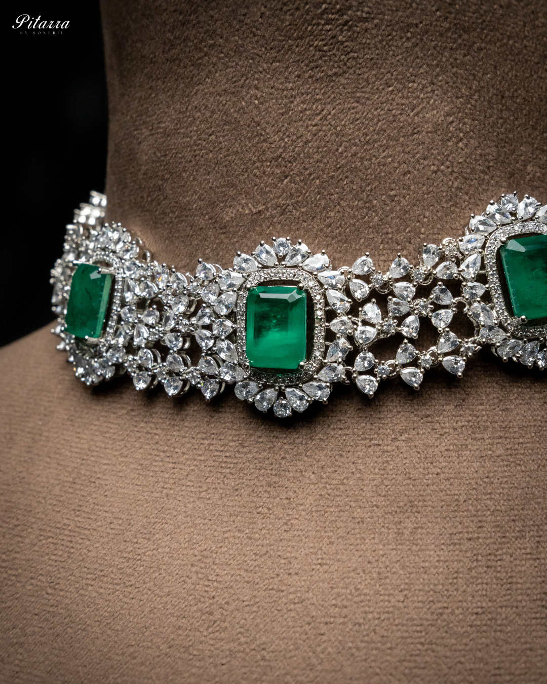 Green Cubic Zircon Choker Set