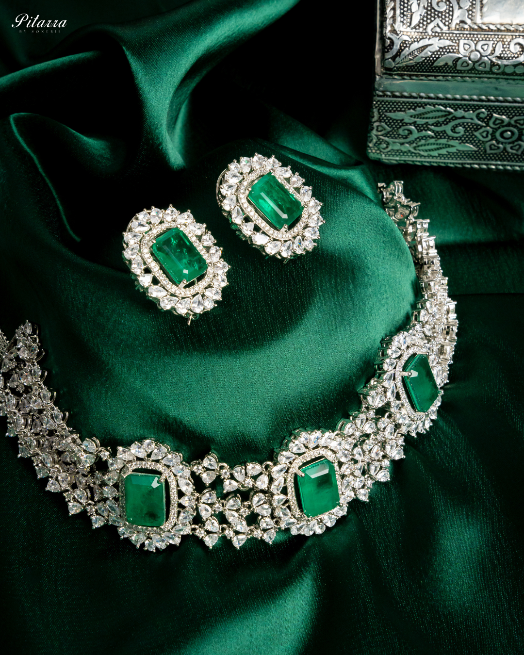 Green Cubic Zircon Choker Set