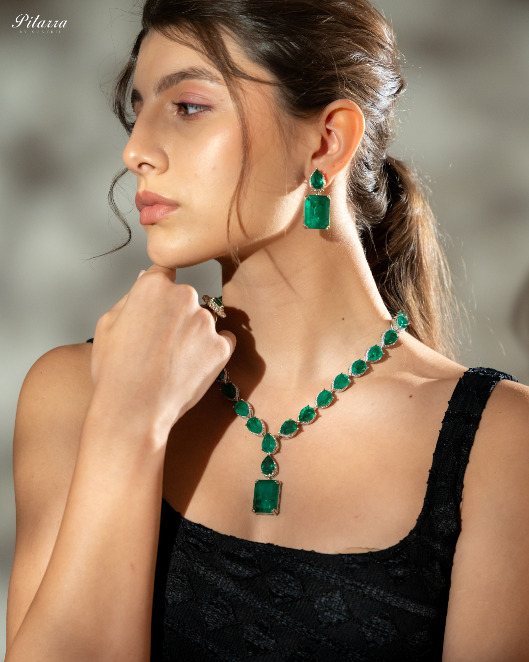 Green Zircon Doublet Necklace Set