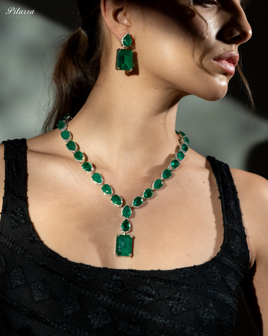 Green Zircon Doublet Necklace Set