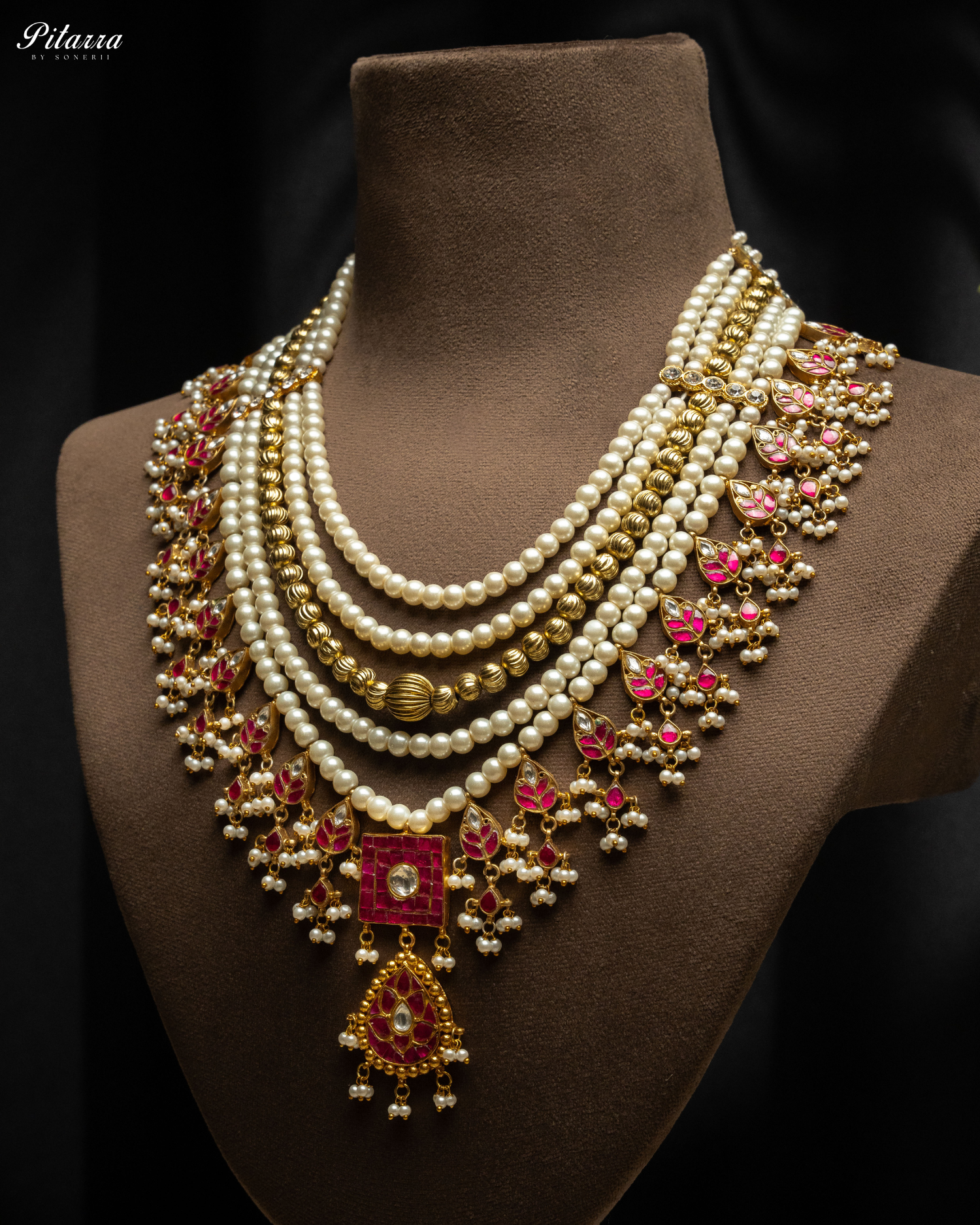 Indian Gold Finish Polki Kundan Necklace Set