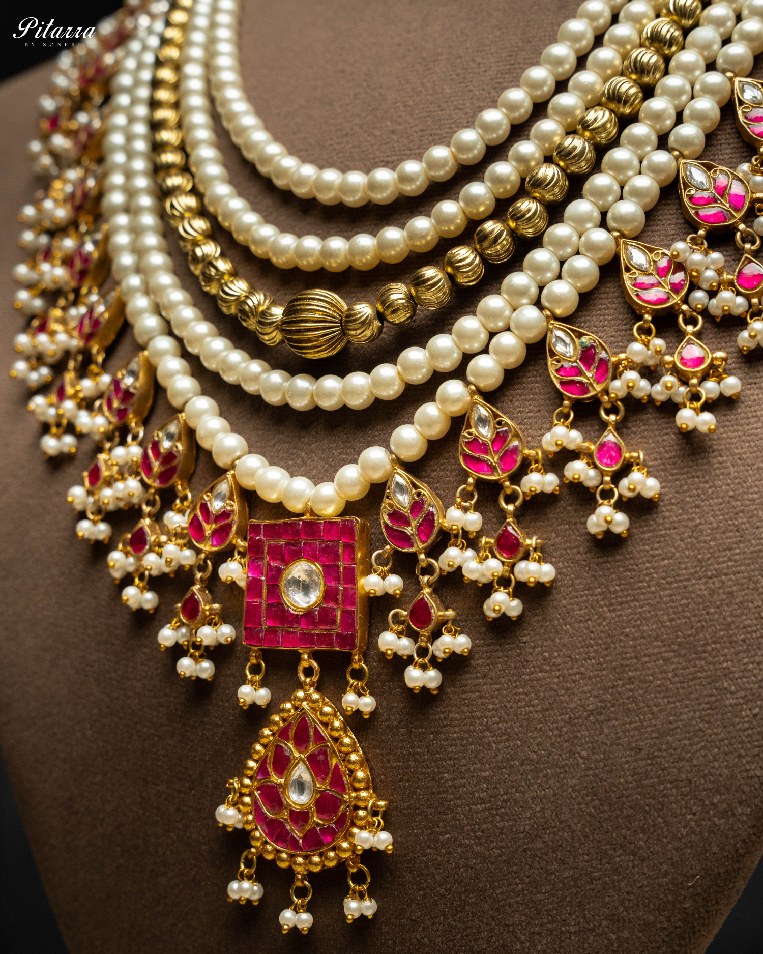 Indian Gold Finish Polki Kundan Necklace Set