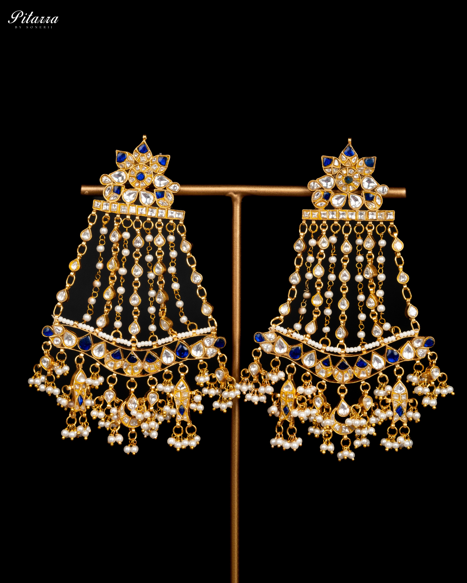 Long Kundan Passa With Pearl Drops