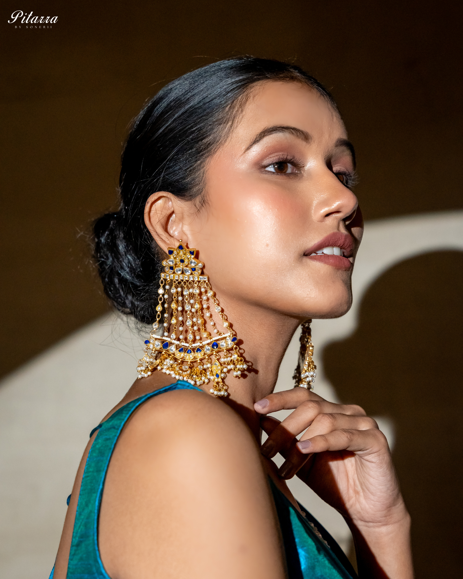 Long Kundan Passa With Pearl Drops