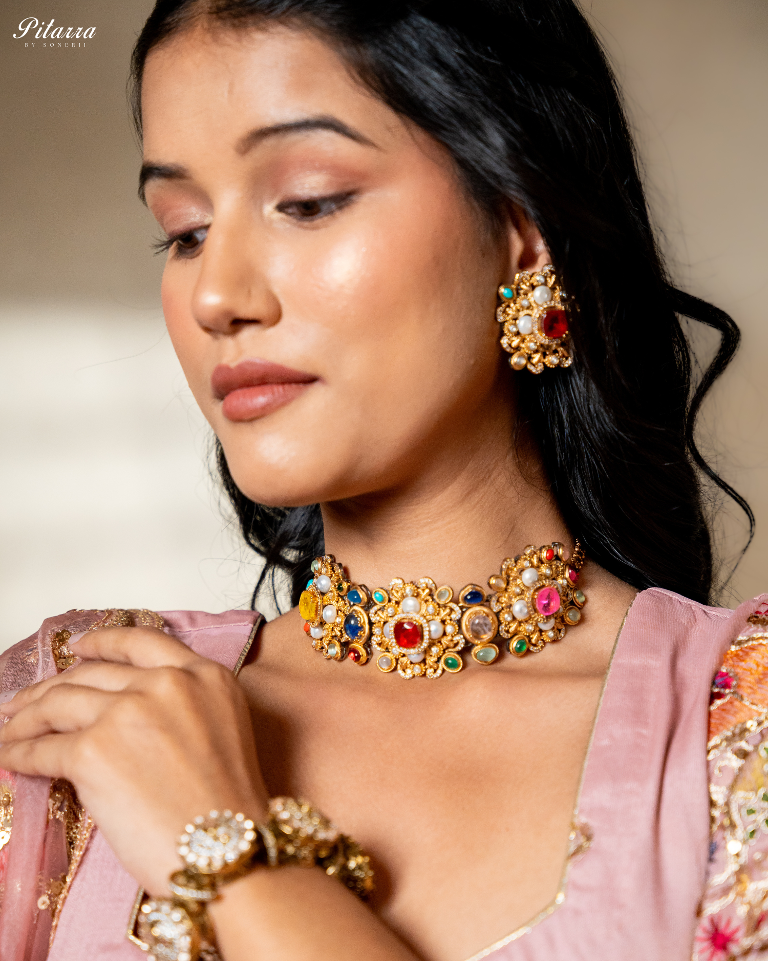 Multi Color Kundan Jadau Jewelry Set