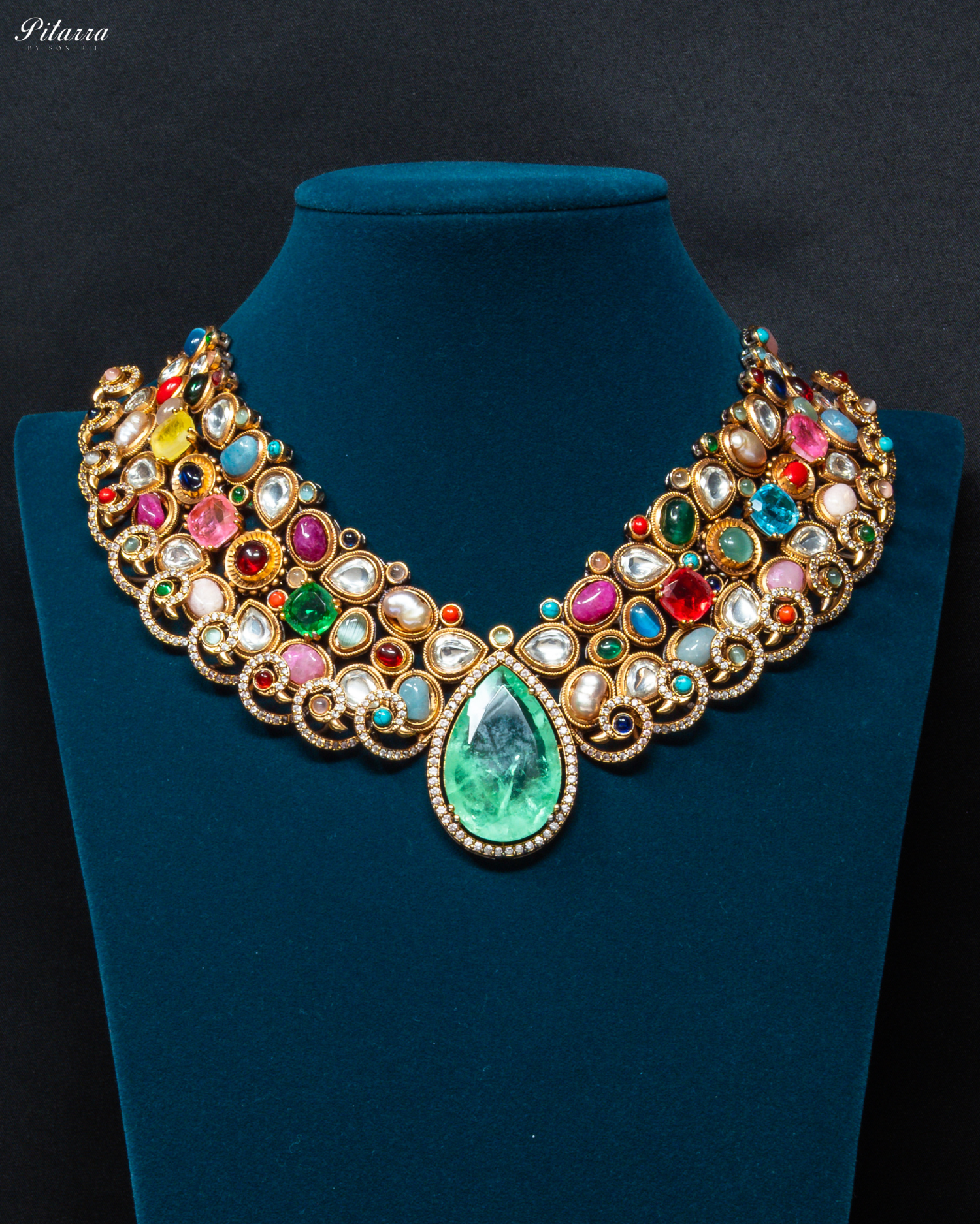 Multicolor Uncut Fusion Necklace Set