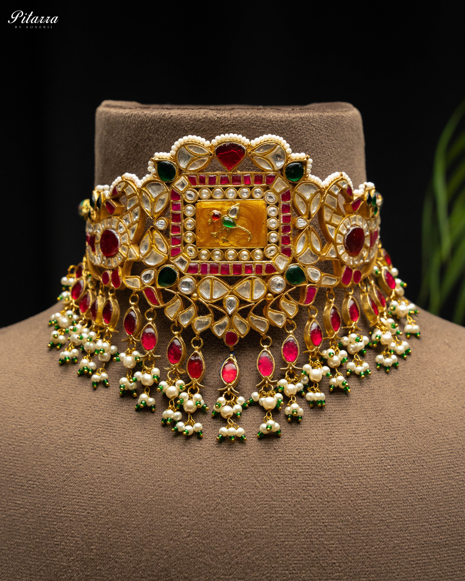 Multicolor Gold Plated Kundan Jadau Necklace Set