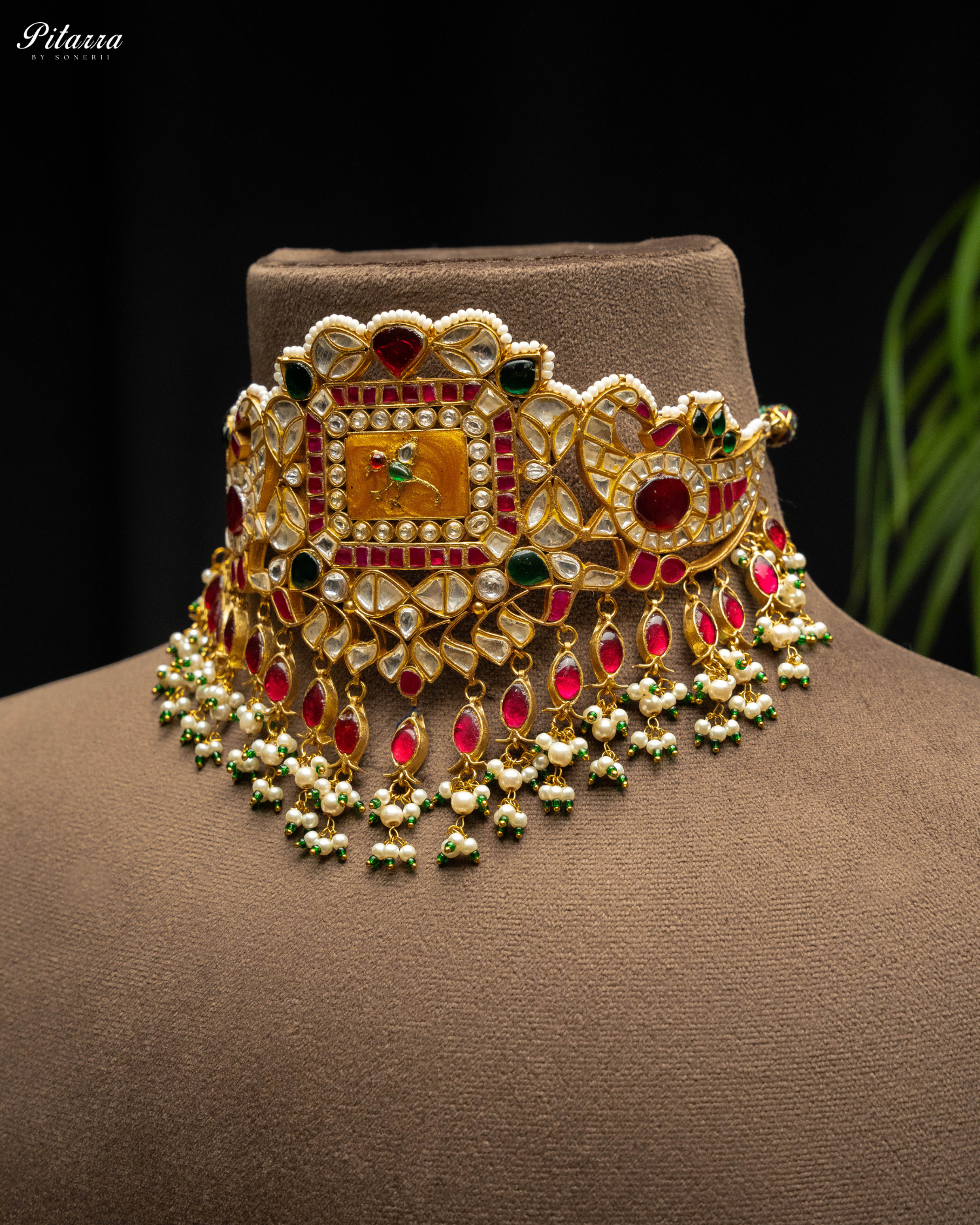 Multicolor Gold Plated Kundan Jadau Necklace Set