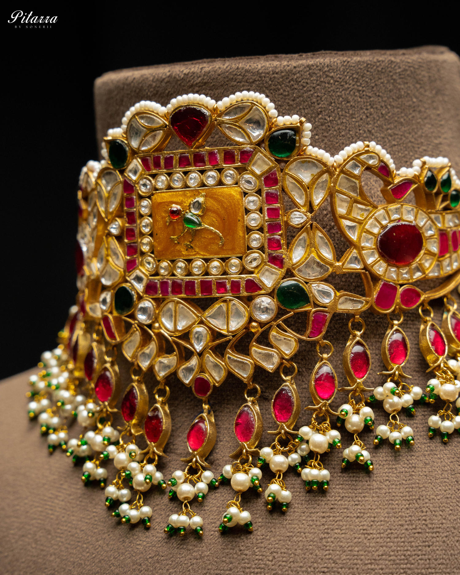 Multicolor Gold Plated Kundan Jadau Necklace Set