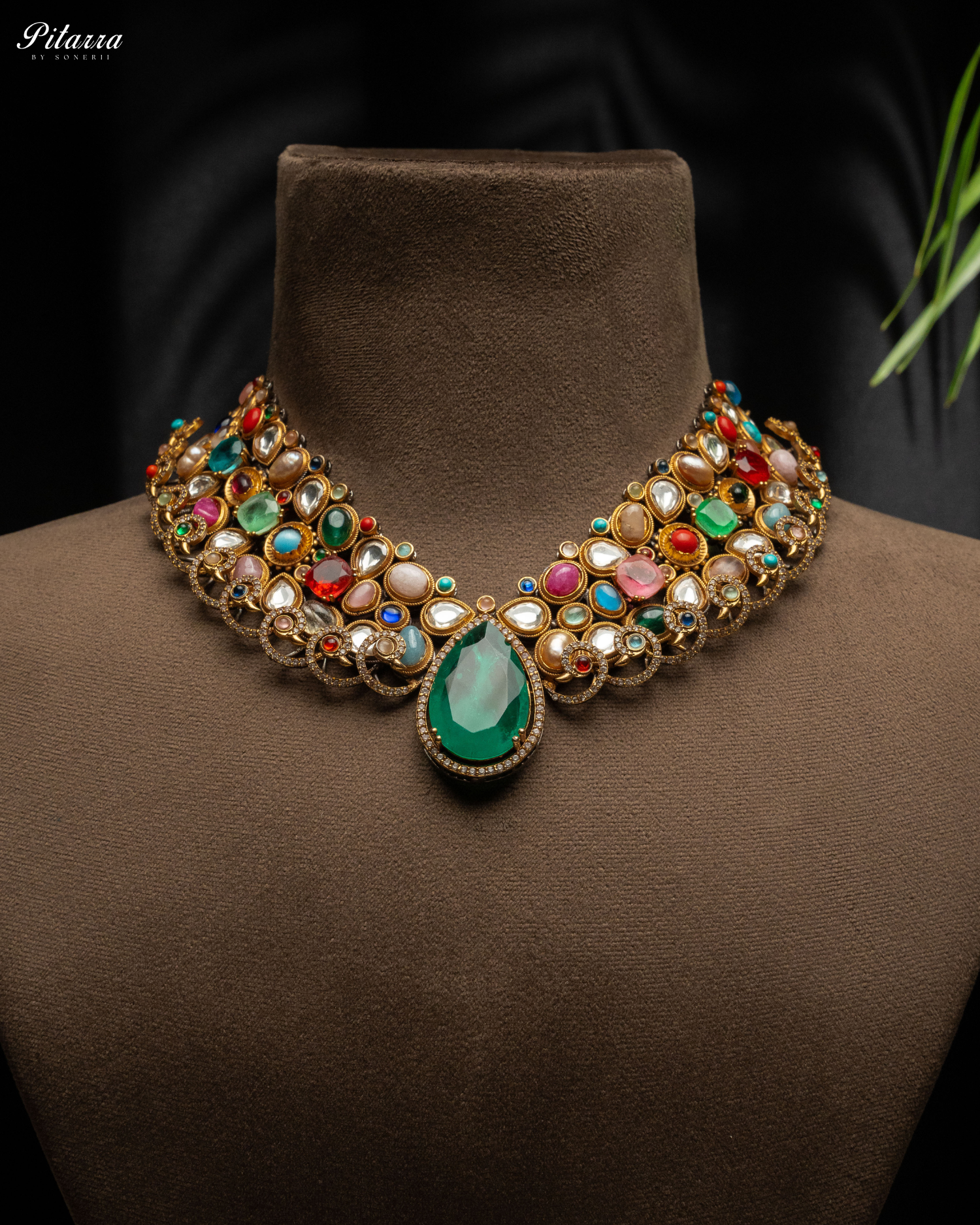 Statement Green Doublet Necklace set