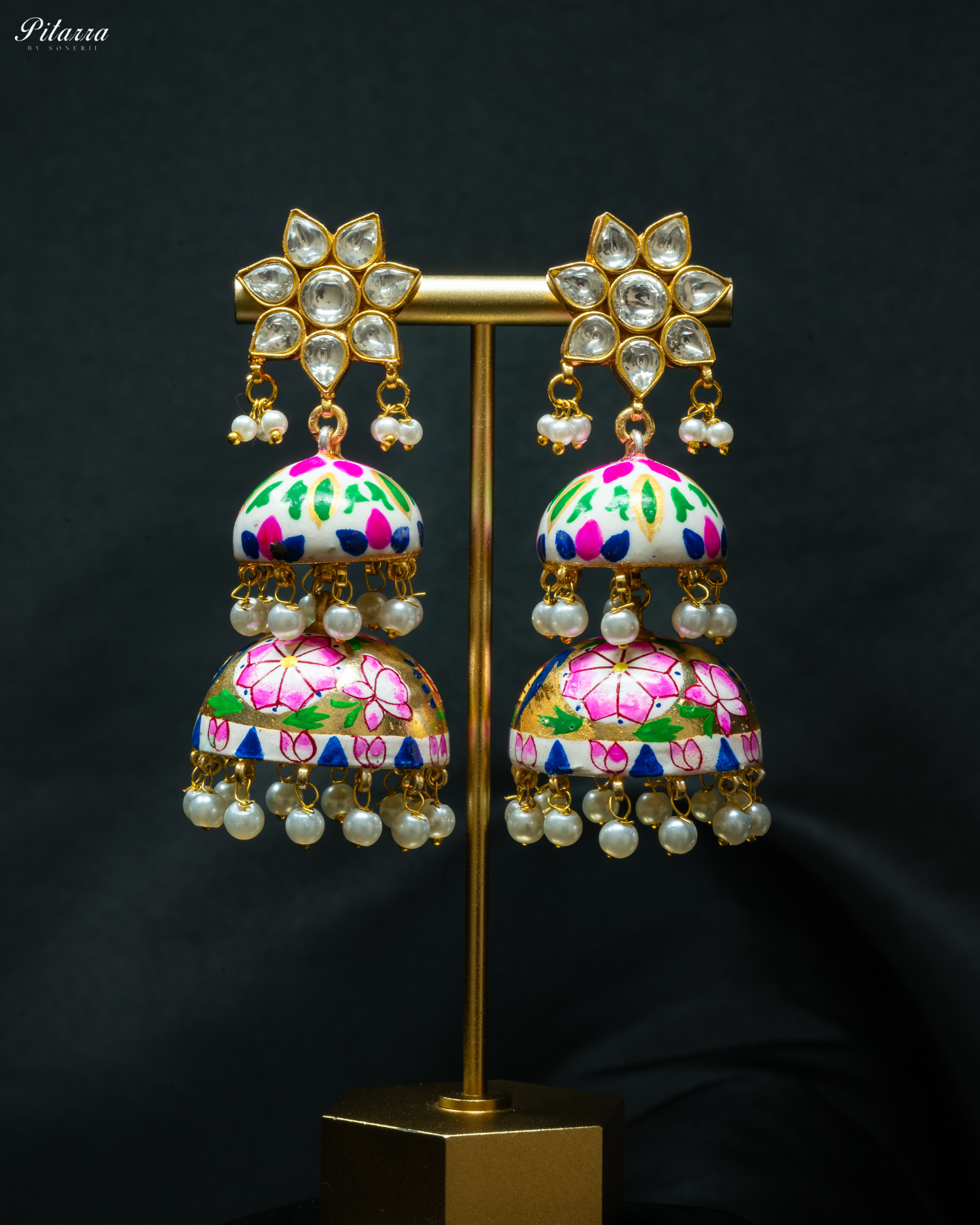 Classic Pitarra Minakari Two Tier Zhumki Earrings