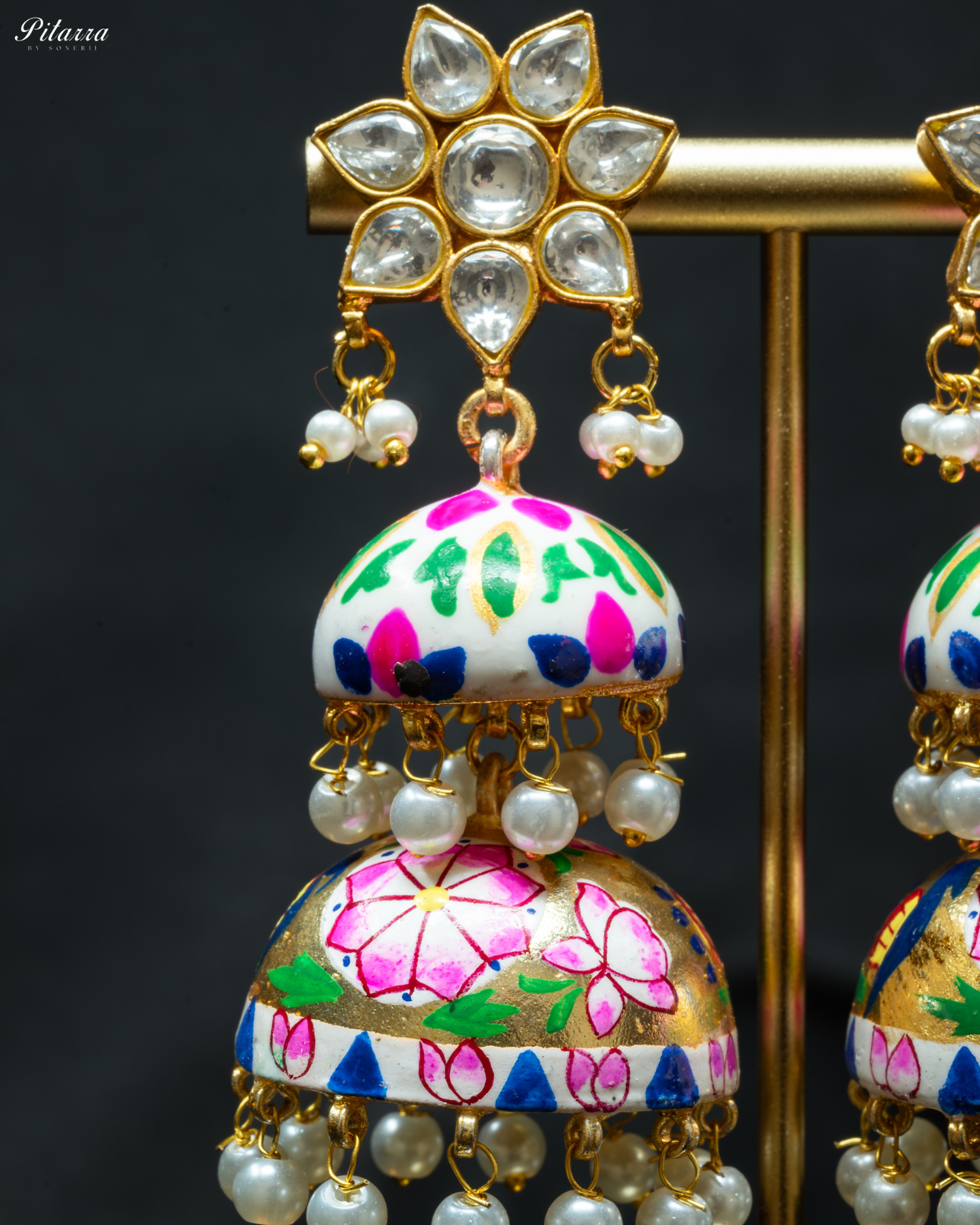 Classic Pitarra Minakari Two Tier Zhumki Earrings