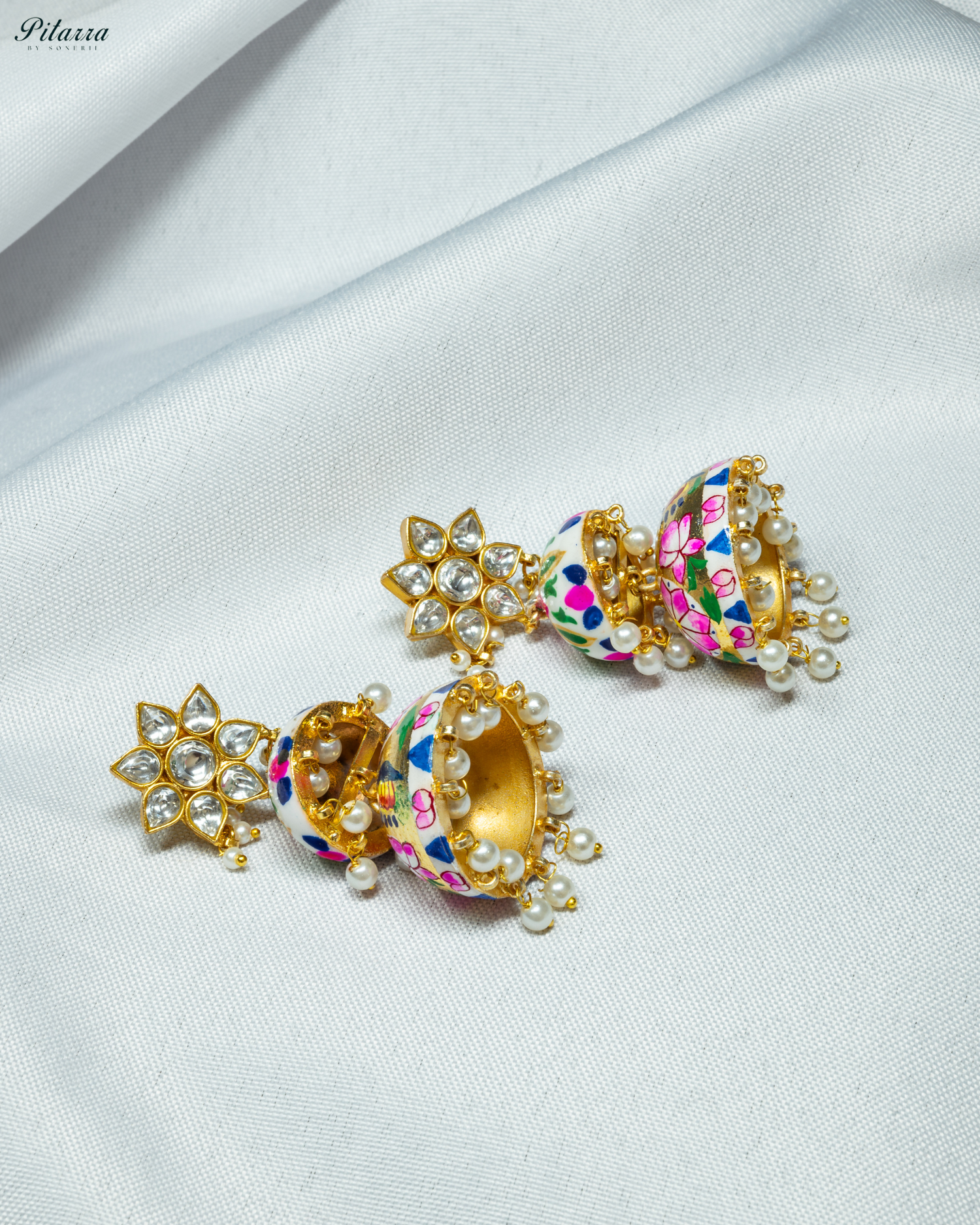 Classic Pitarra Minakari Two Tier Zhumki Earrings