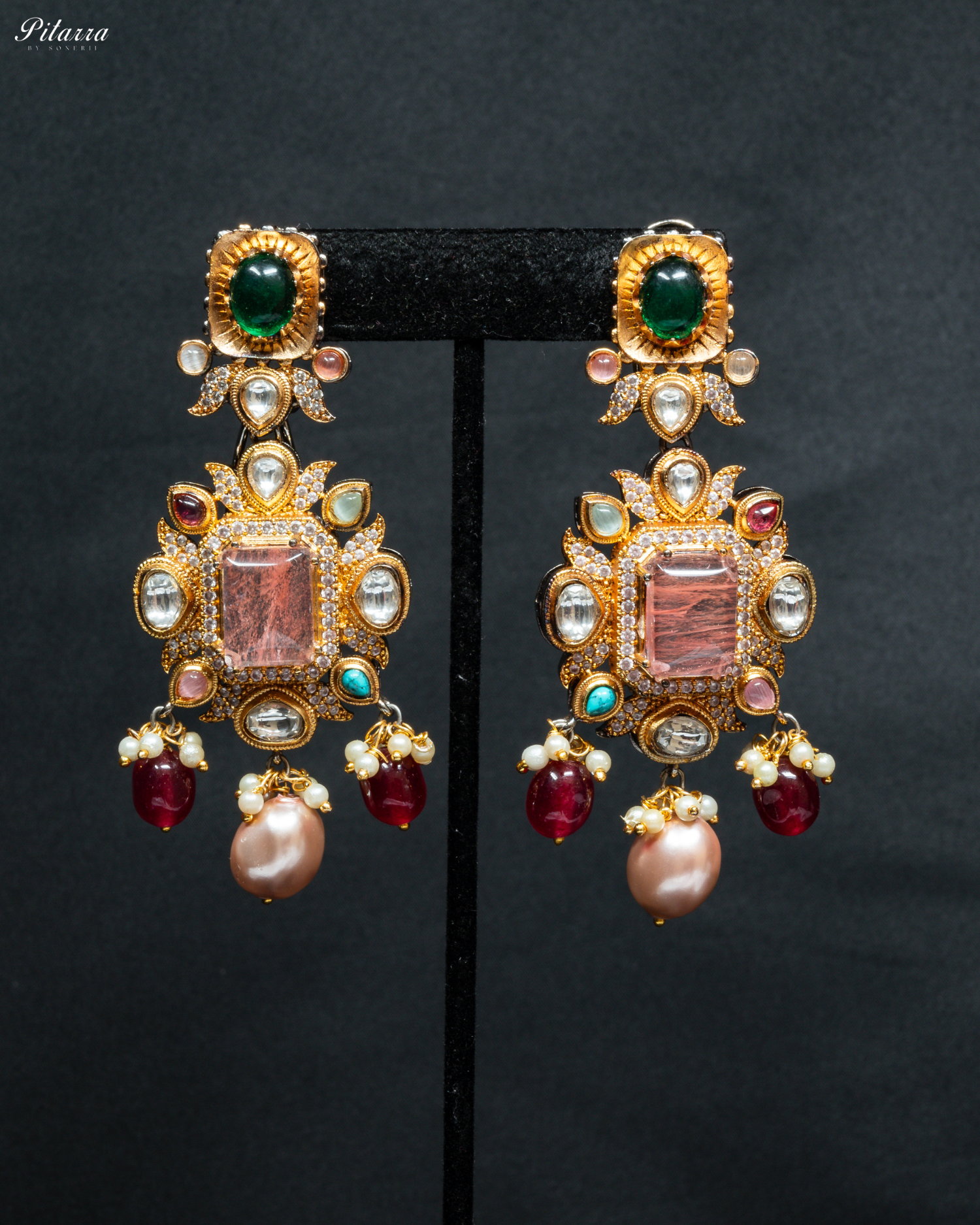 Navaratna with Green Doublet Centre Stones Choker Set