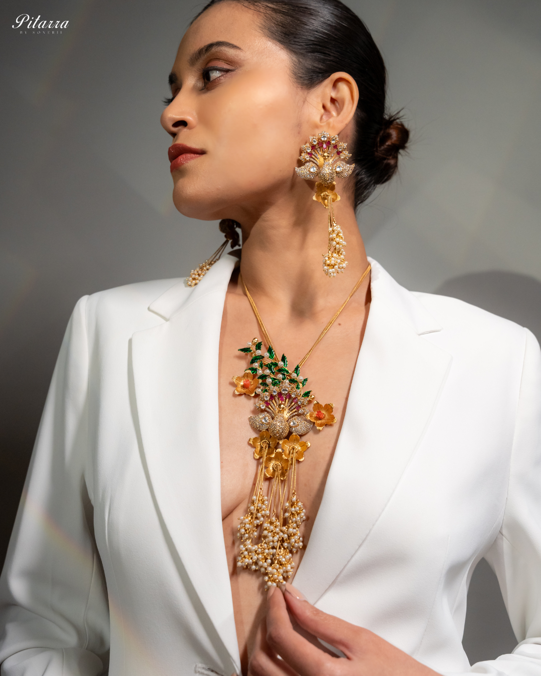 Peacock Design Meenakari Necklace Set