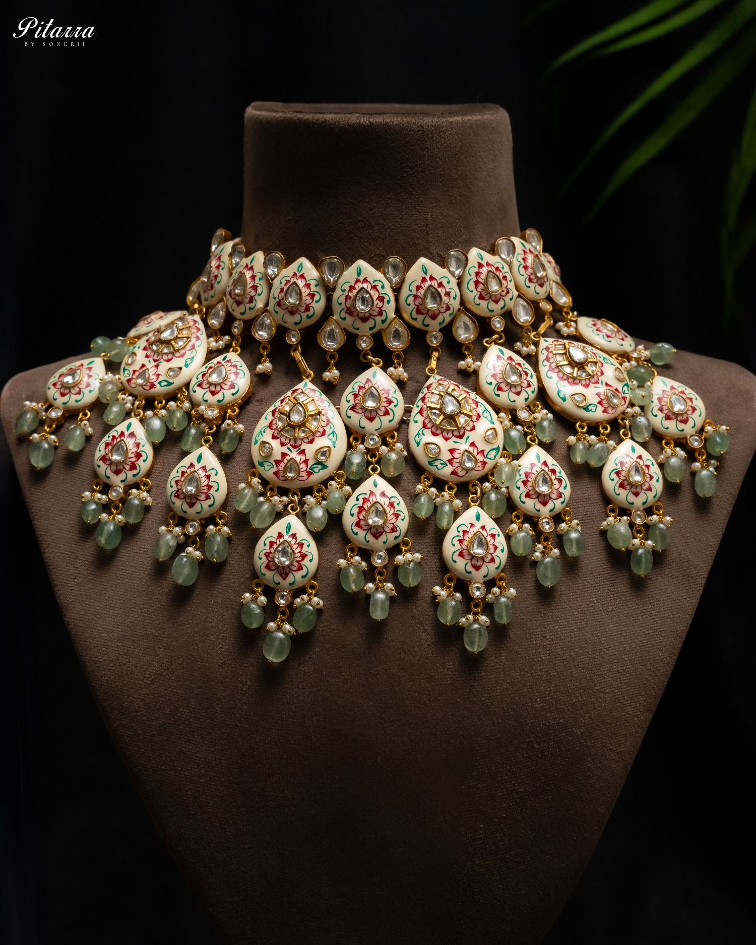 Pink Polki Kundan Necklace Set